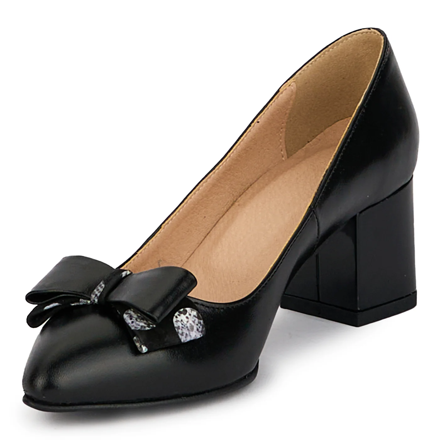 Pantofi dama din piele naturala neagra cu toc gros 5.5 cm 18121 - Image 3