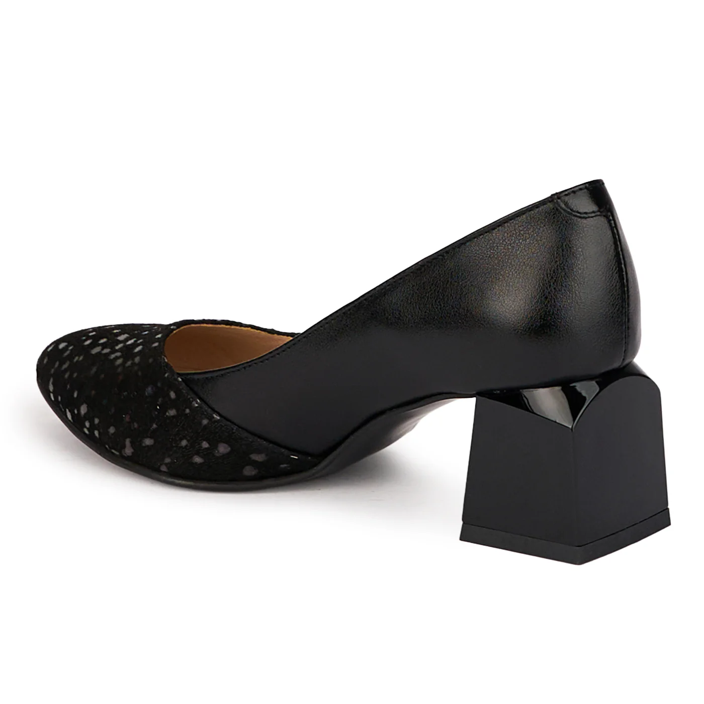 Pantofi dama din piele naturala neagra cu toc gros 5.5 cm 18497 - Image 2