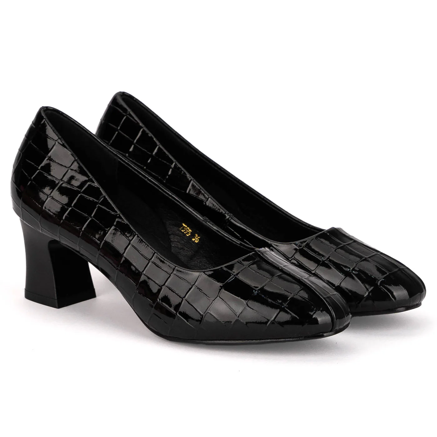 Pantofi dama din piele naturala neagra cu toc gros 5.5 cm 18796 - Image 4