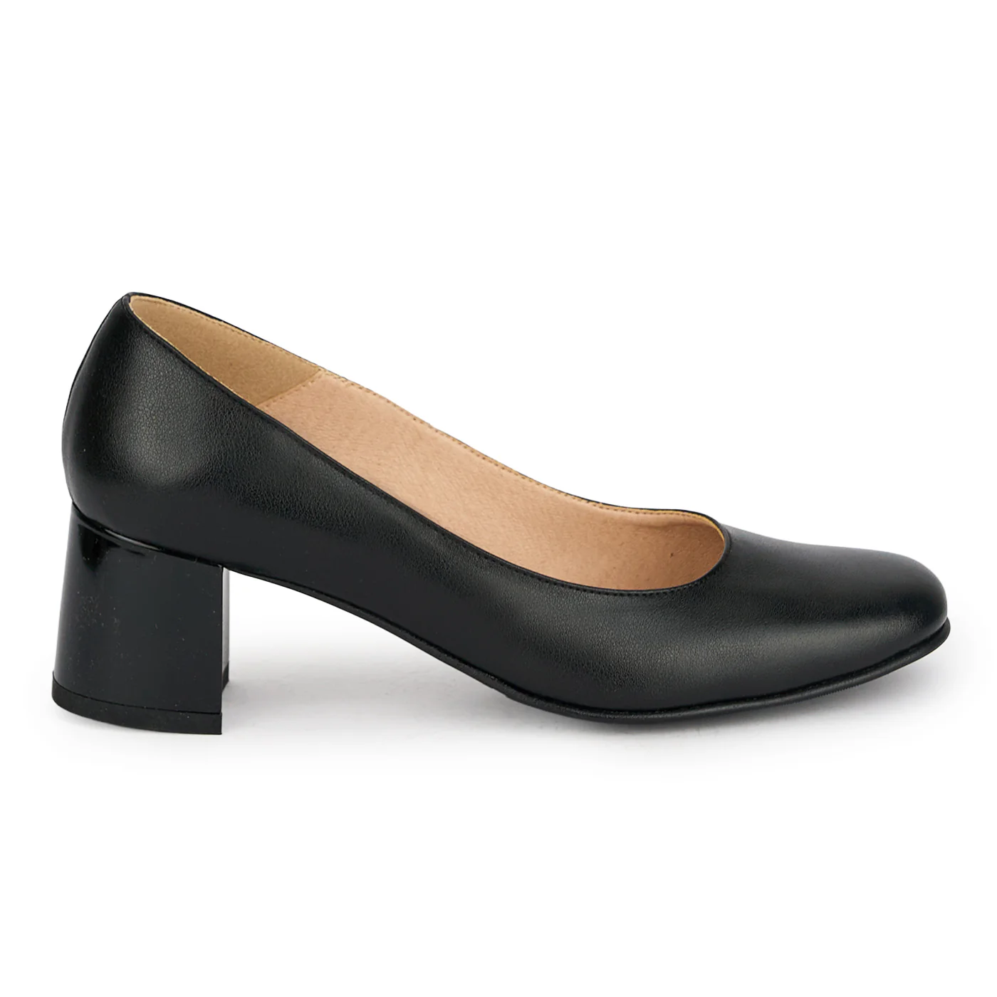 Pantofi dama din piele naturala neagra cu toc gros 5.5 cm 18989