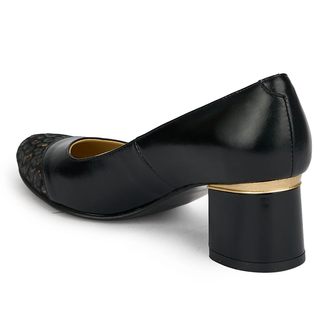 Pantofi dama din piele naturala neagra cu toc gros 5.5 cm 19442 - Image 2
