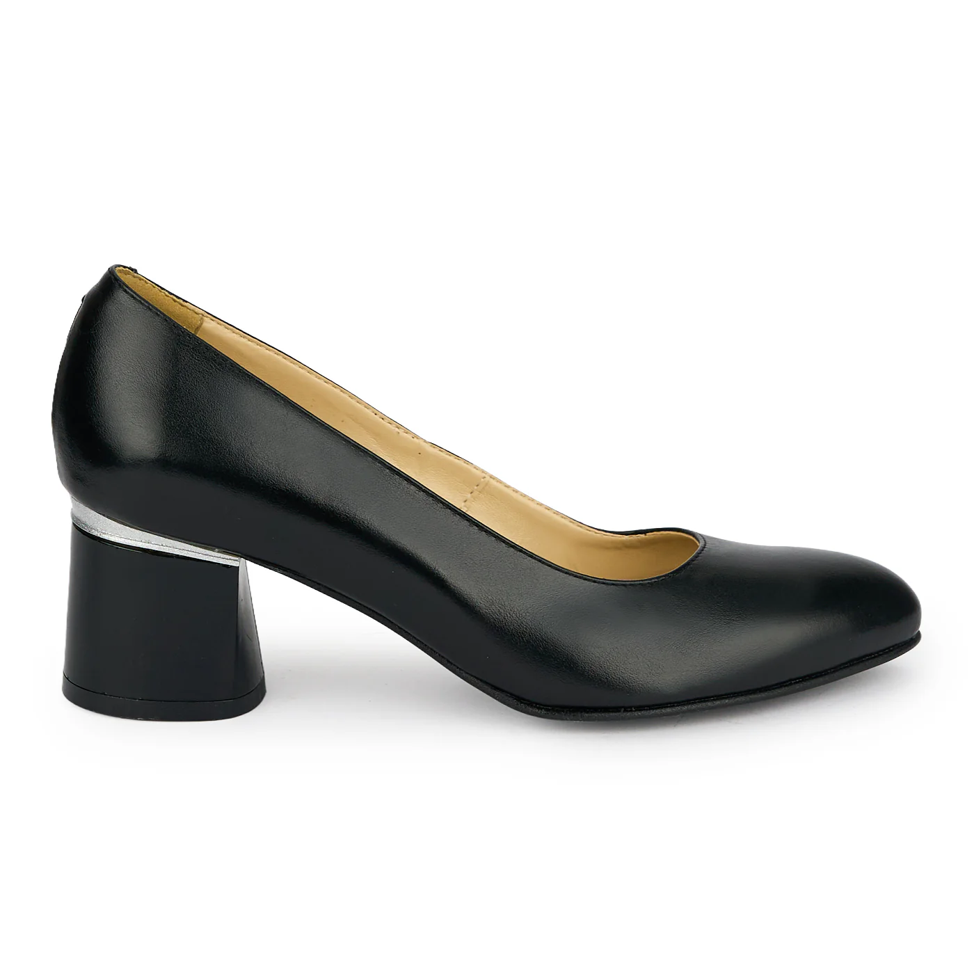 Pantofi dama din piele naturala neagra cu toc gros 5.5 cm 19443