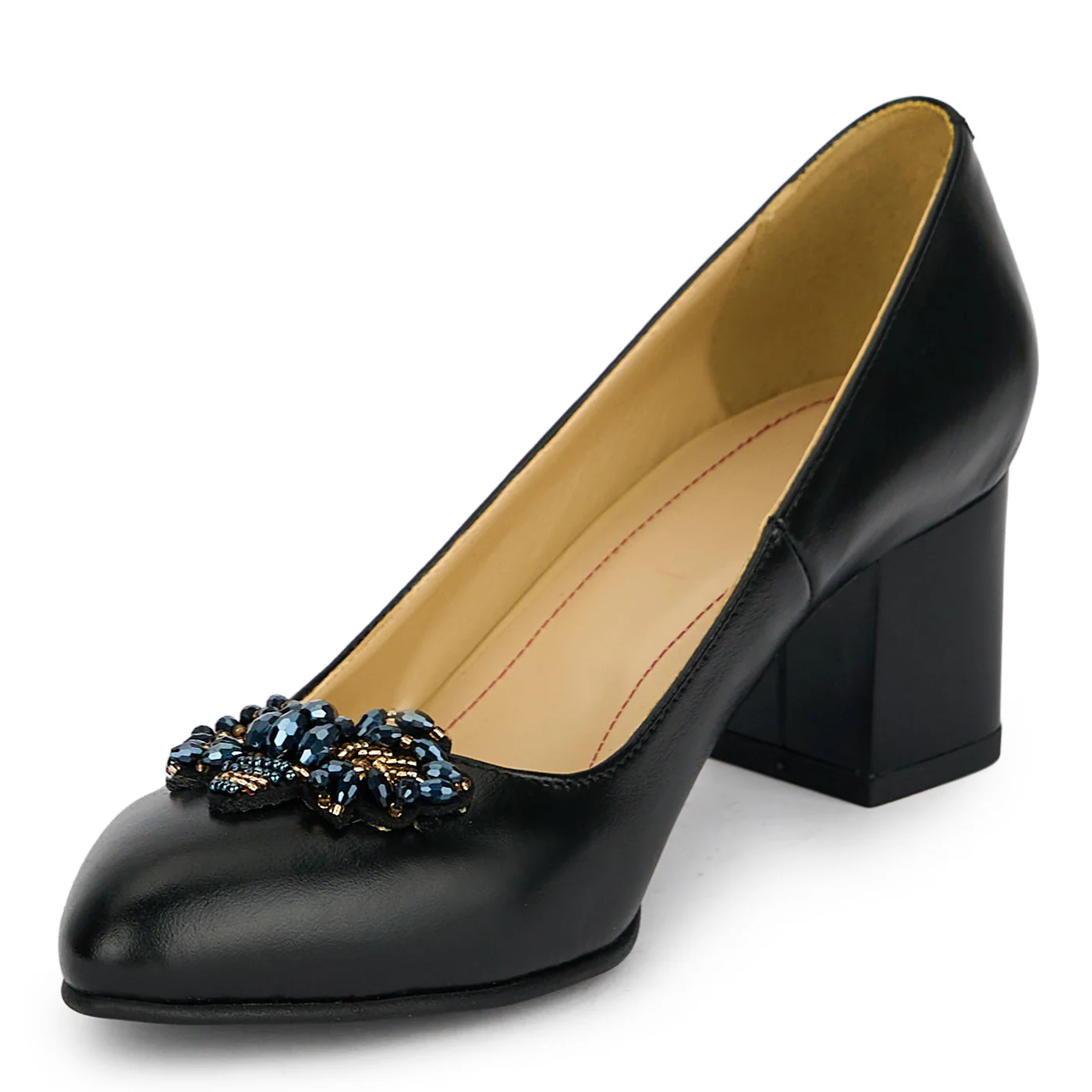 Pantofi dama din piele naturala neagra cu toc gros 5.5 cm 19451 - Image 3