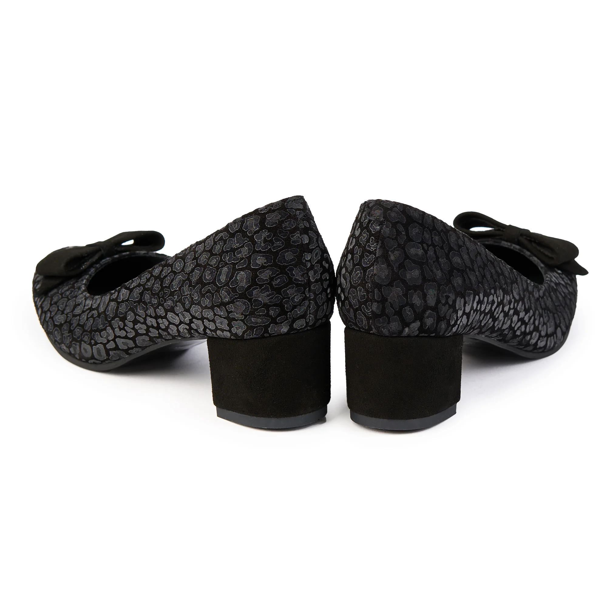 Pantofi dama din piele naturala neagra cu toc gros 5 cm 14828 - Image 4