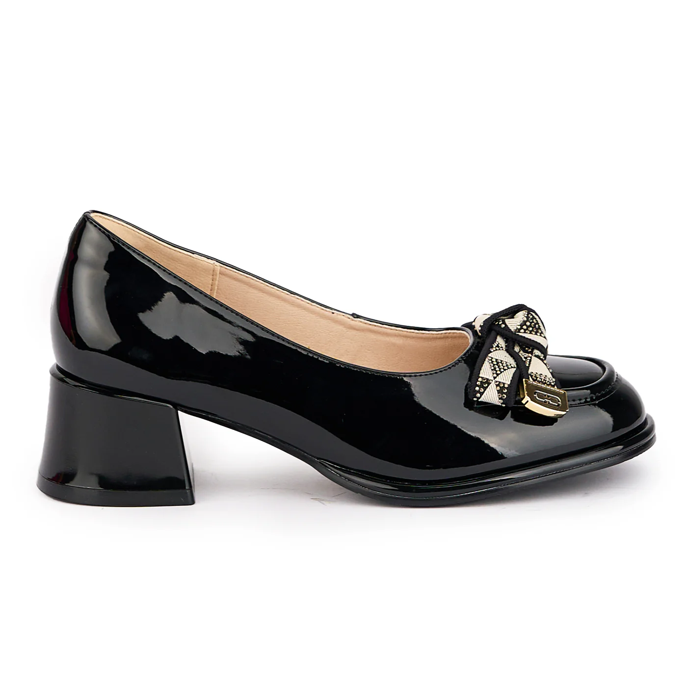 Pantofi dama din piele naturala neagra cu toc gros 5 cm 16834 - Image 3