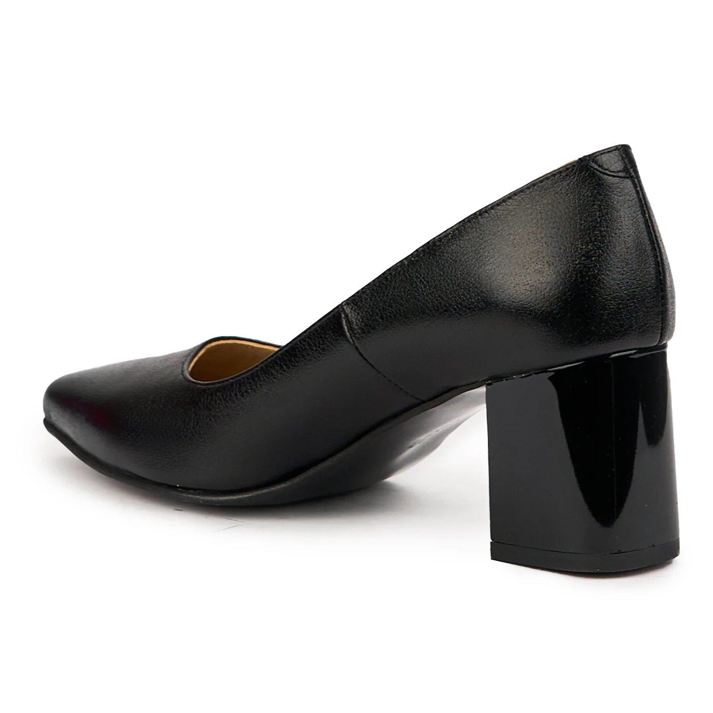 Pantofi dama din piele naturala neagra cu toc gros 6.5 cm 14644 - Image 2