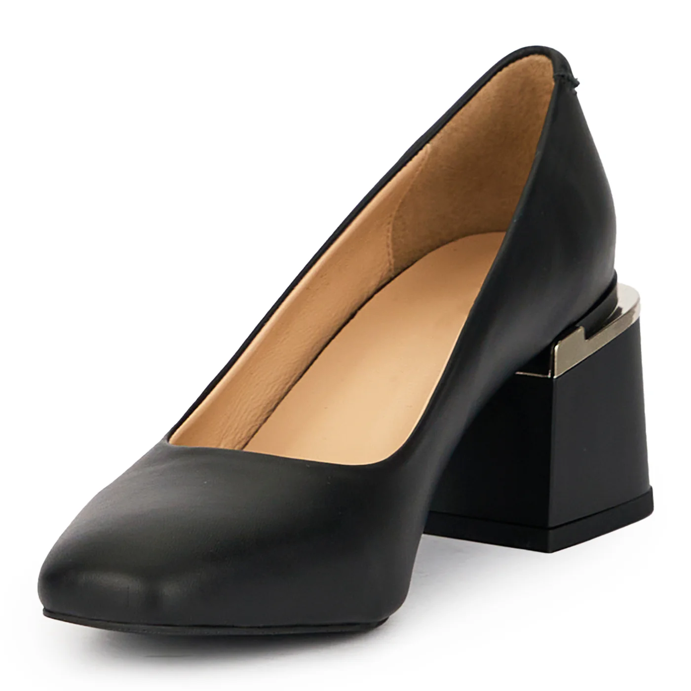 Pantofi dama din piele naturala neagra cu toc gros 6.5 cm 15656 - Image 3