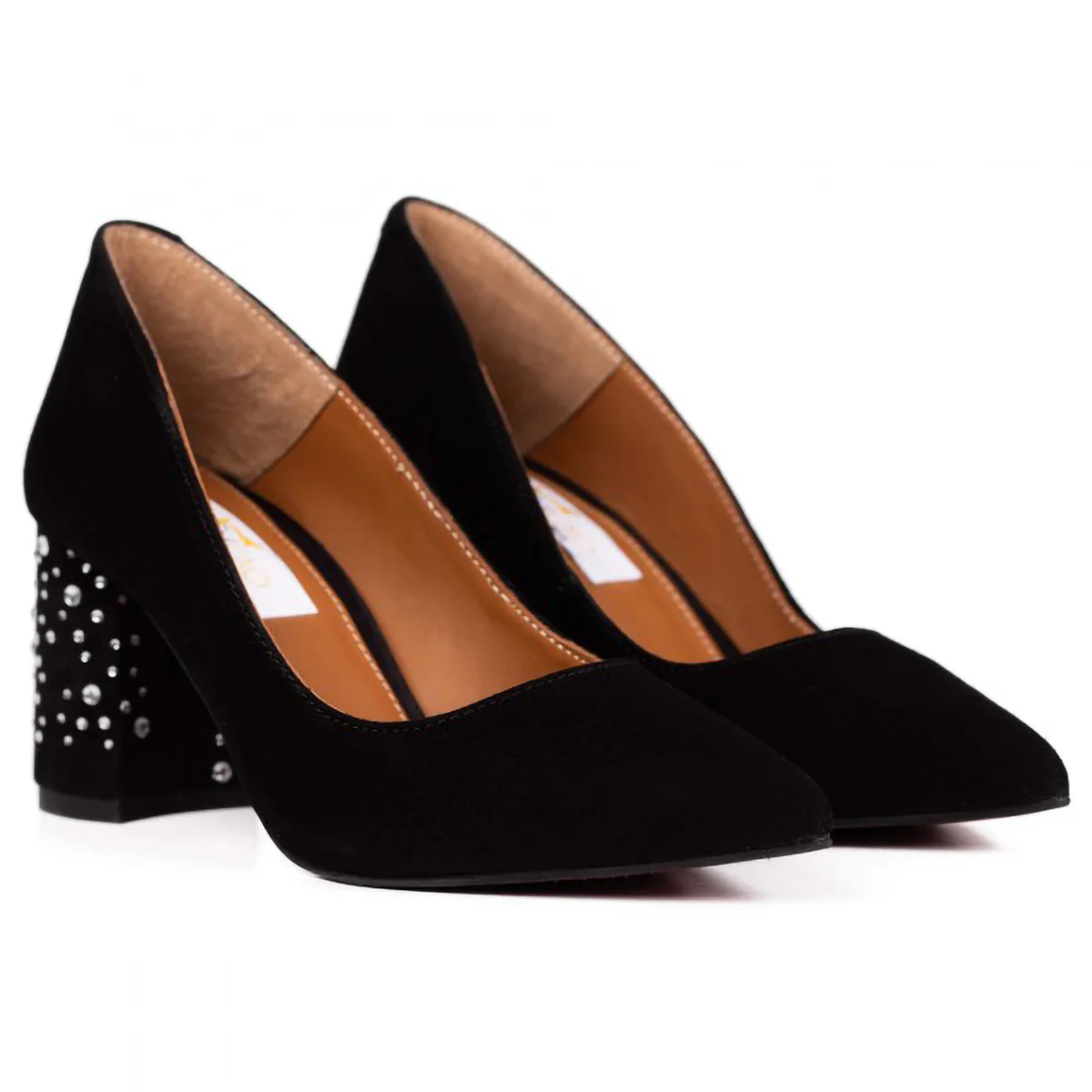 Pantofi dama din piele naturala neagra cu toc gros 6.5 cm 15737 - Image 2