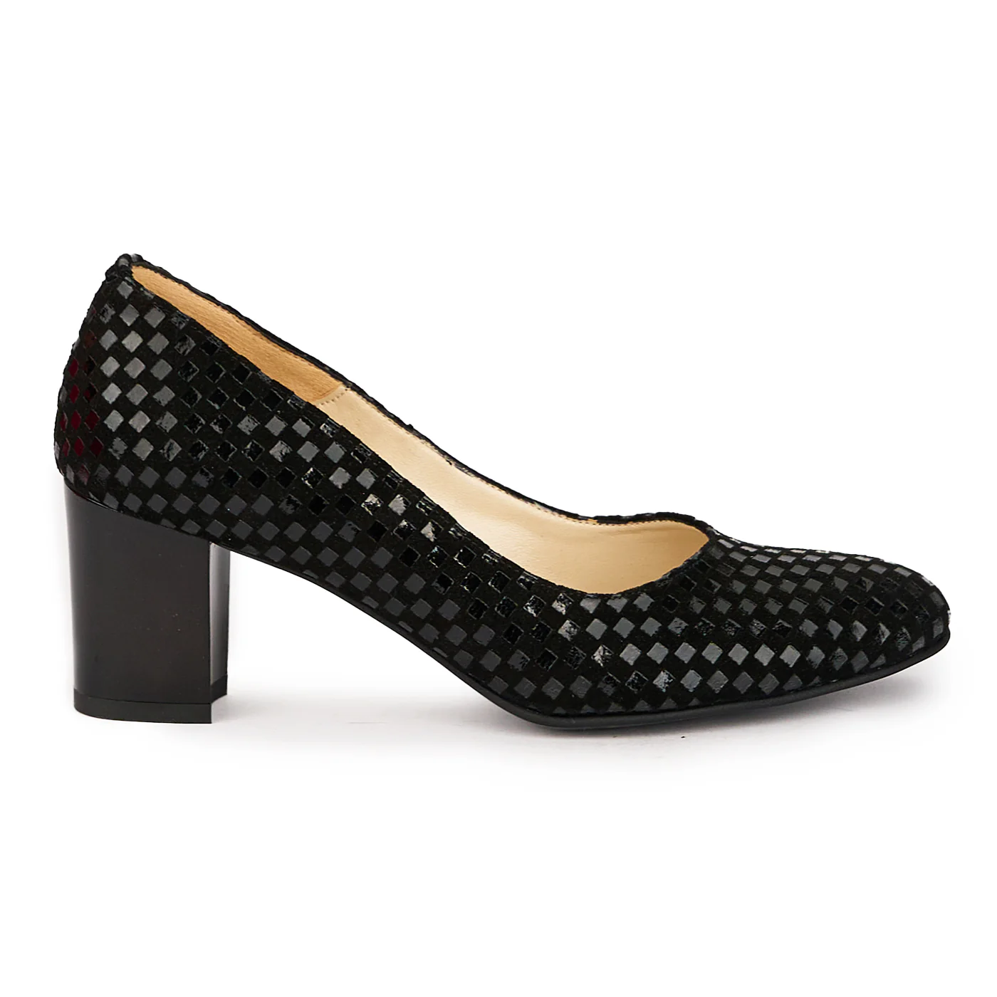 Pantofi dama din piele naturala neagra cu toc gros 6.5 cm 15964