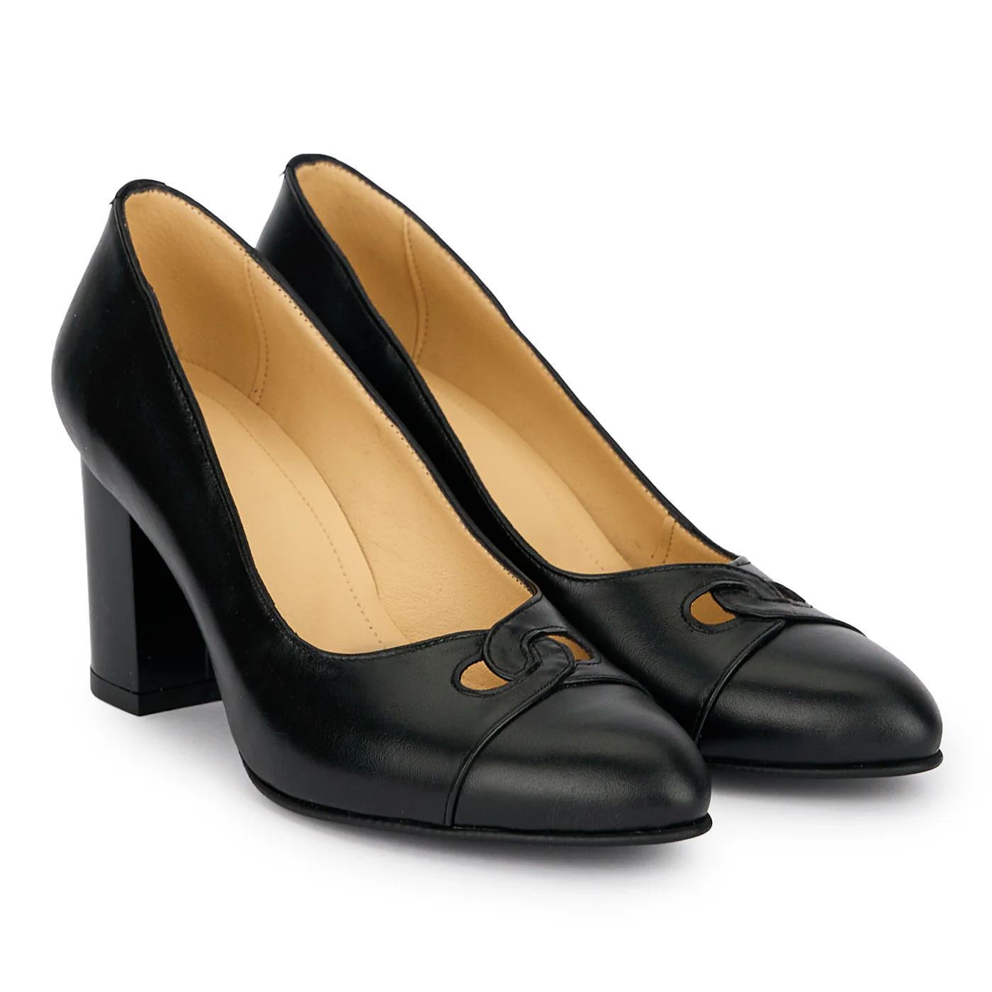 Pantofi dama din piele naturala neagra cu toc gros 6.5 cm 19189 - Image 4