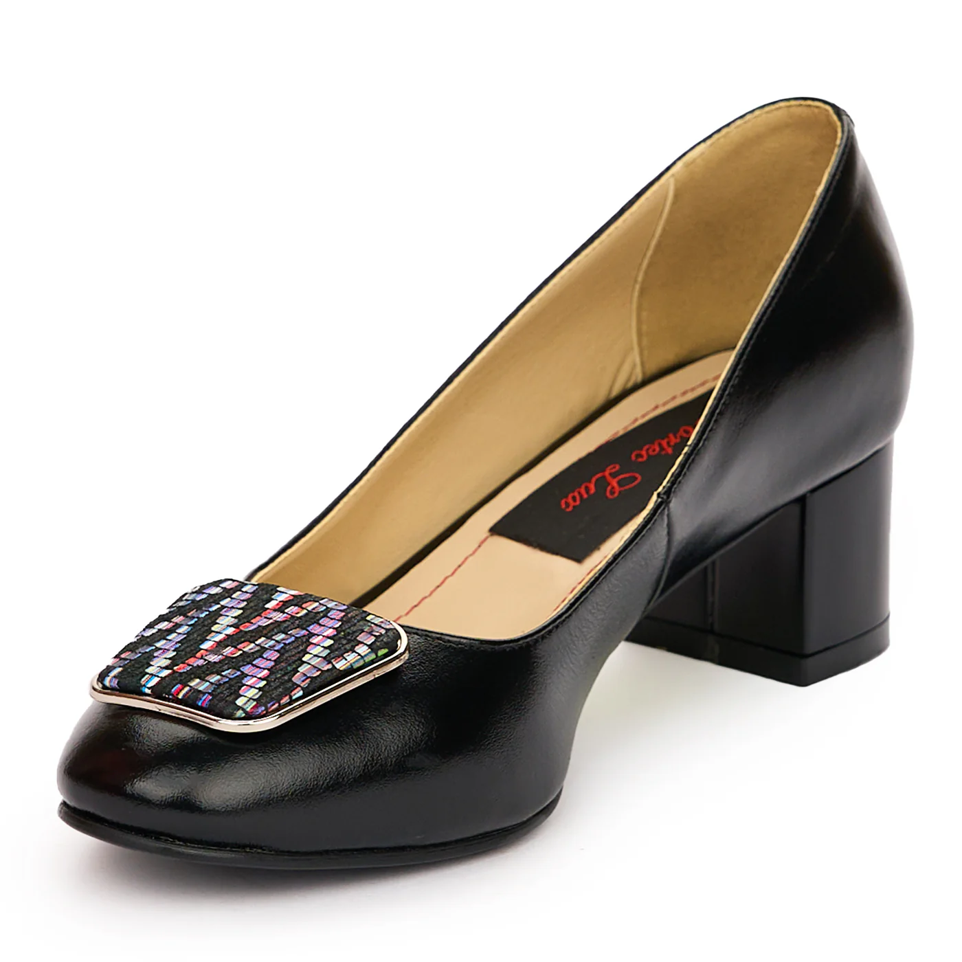 Pantofi dama din piele naturala neagra cu toc gros 6 cm 13776 - Image 3