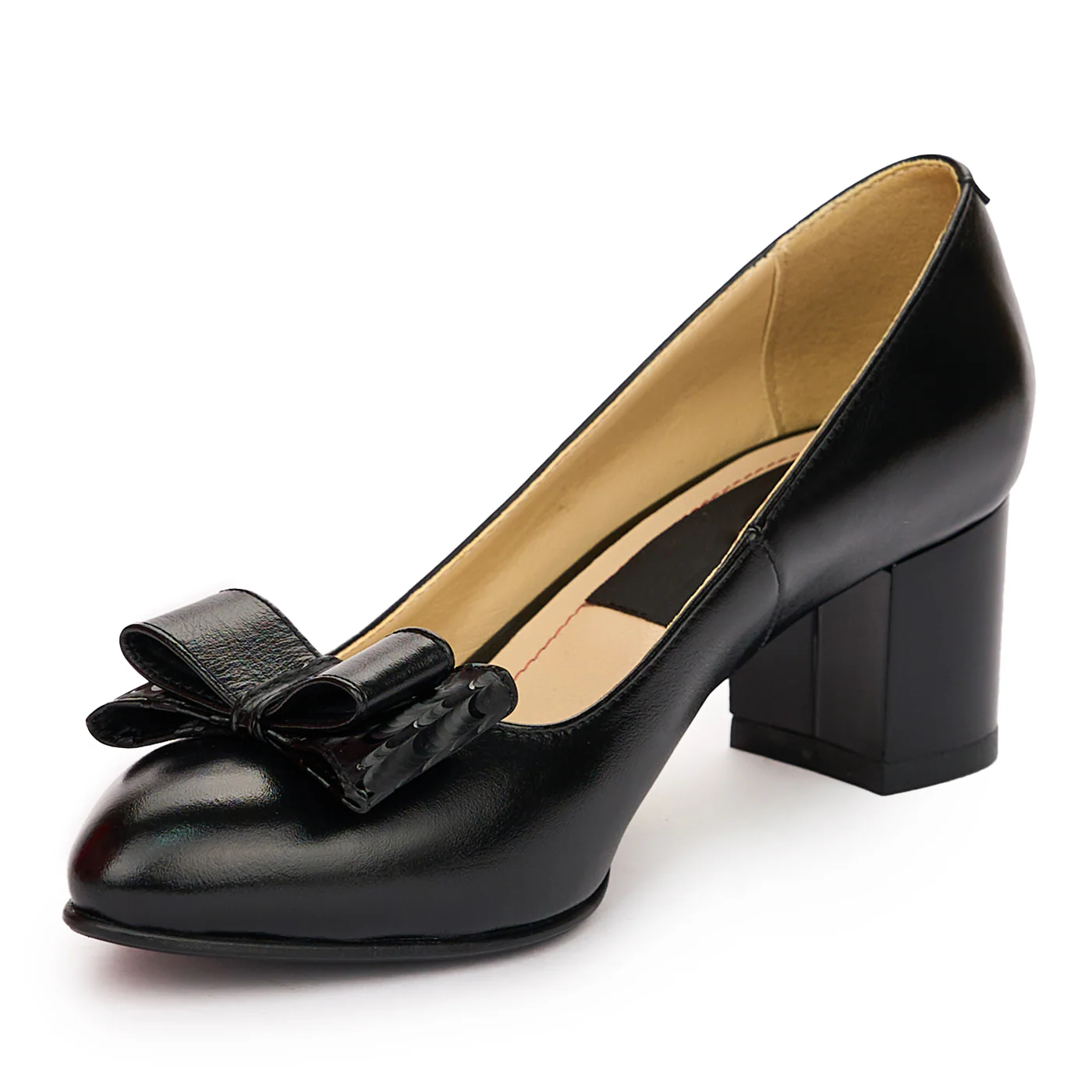 Pantofi dama din piele naturala neagra cu toc gros 6 cm 13780 - Image 3