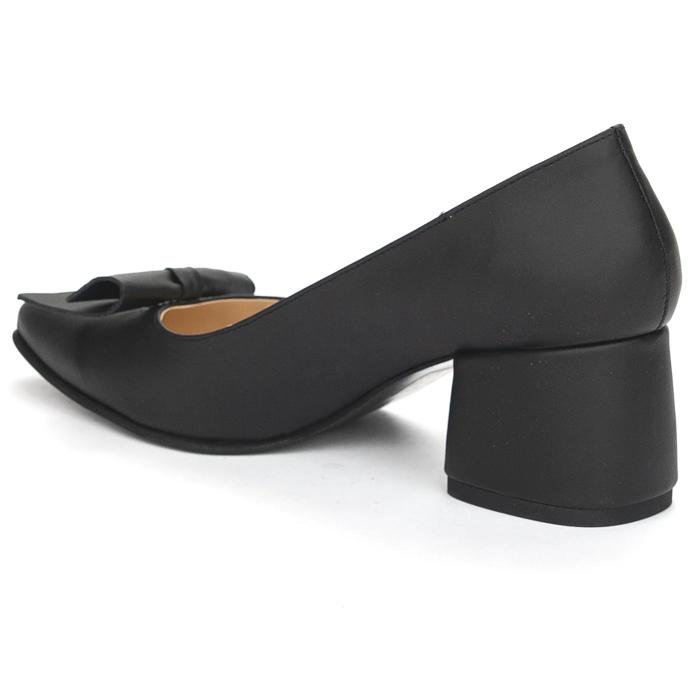 Pantofi dama din piele naturala neagra cu toc gros 6 cm 13909 - Image 2