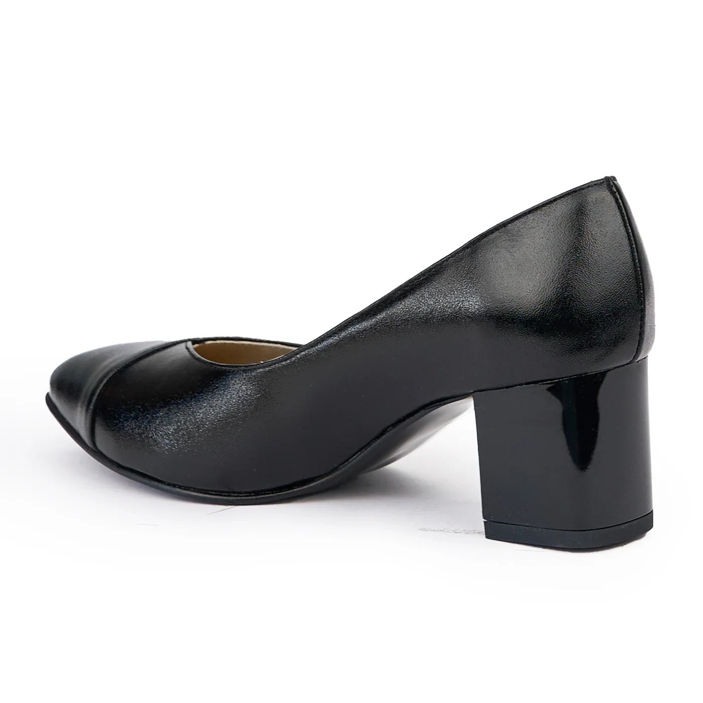 Pantofi dama din piele naturala neagra cu toc gros 6 cm 14508 - Image 2