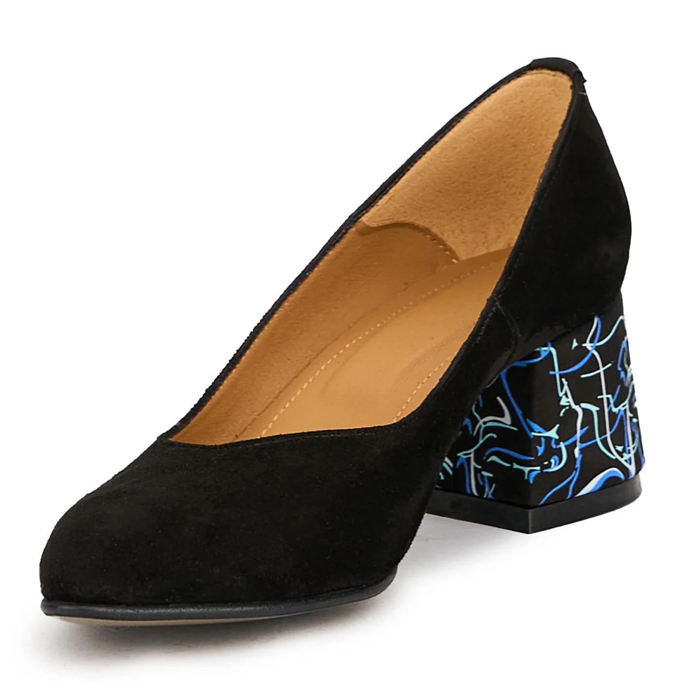Pantofi dama din piele naturala neagra cu toc gros 6 cm 14986 - Image 3