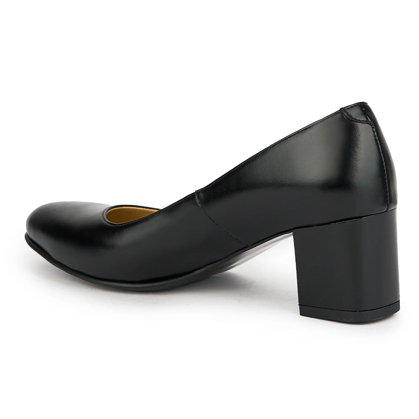 Pantofi dama din piele naturala neagra cu toc gros 6 cm 15135 - Image 2