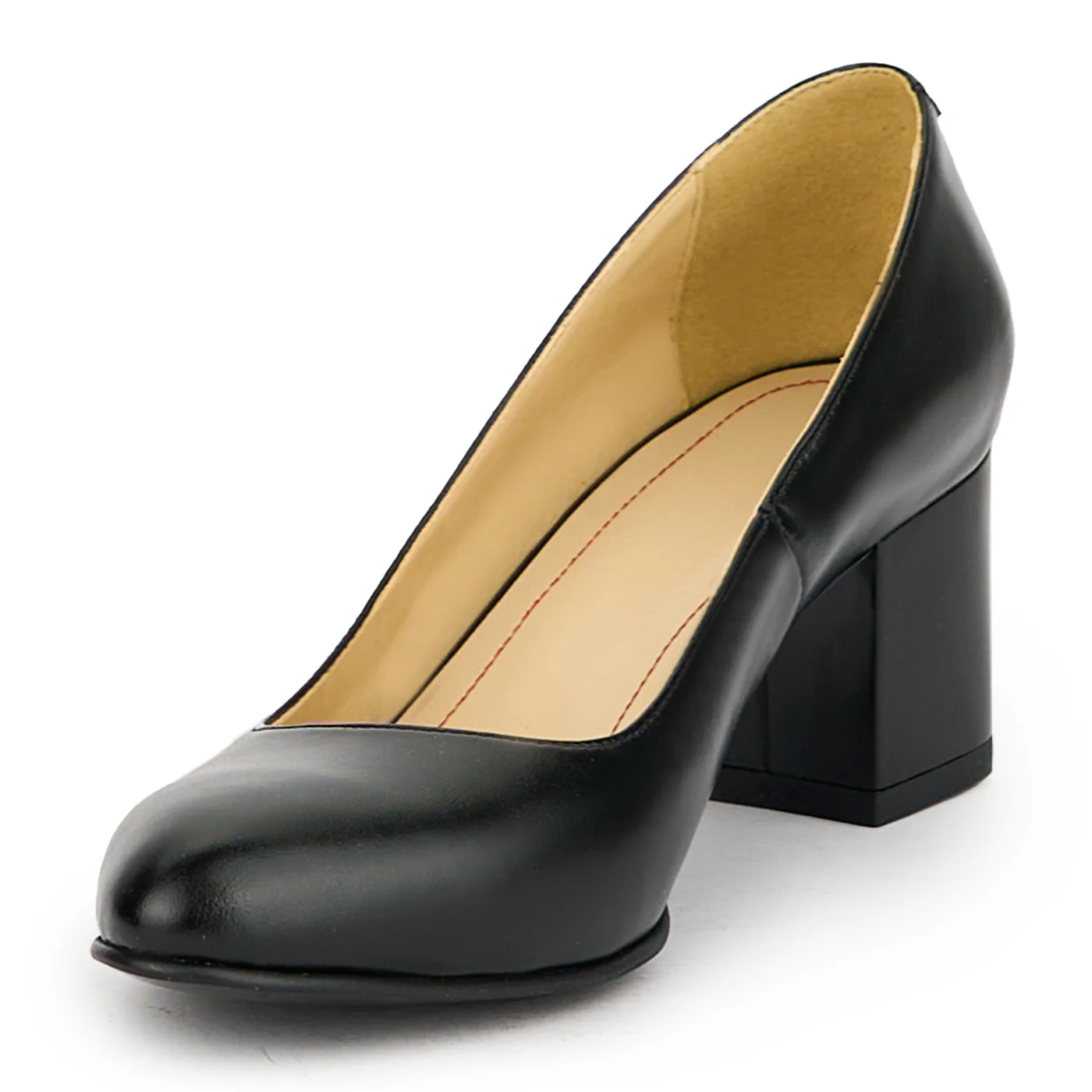 Pantofi dama din piele naturala neagra cu toc gros 6 cm 15135 - Image 3