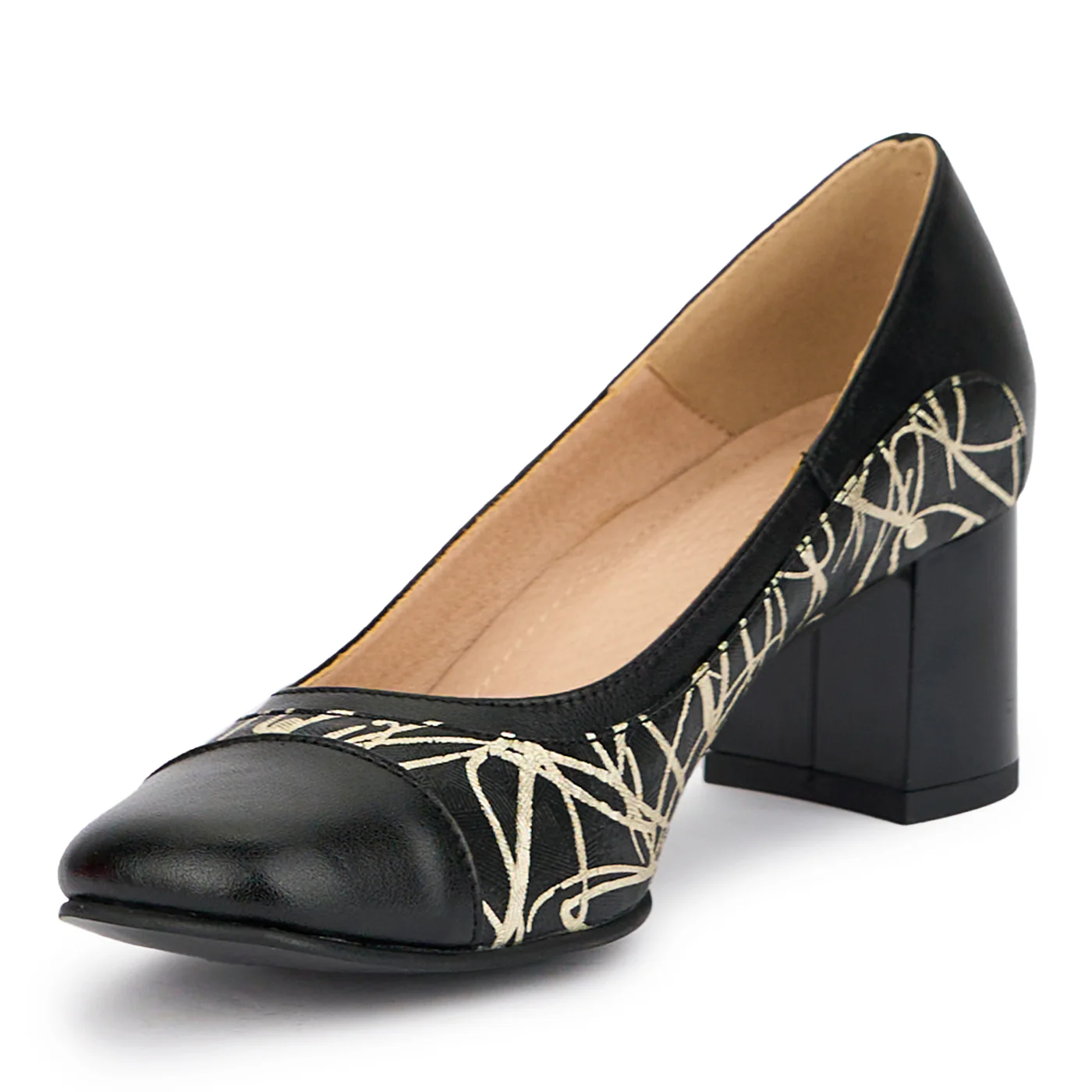 Pantofi dama din piele naturala neagra cu toc gros 6 cm 15193 - Image 3