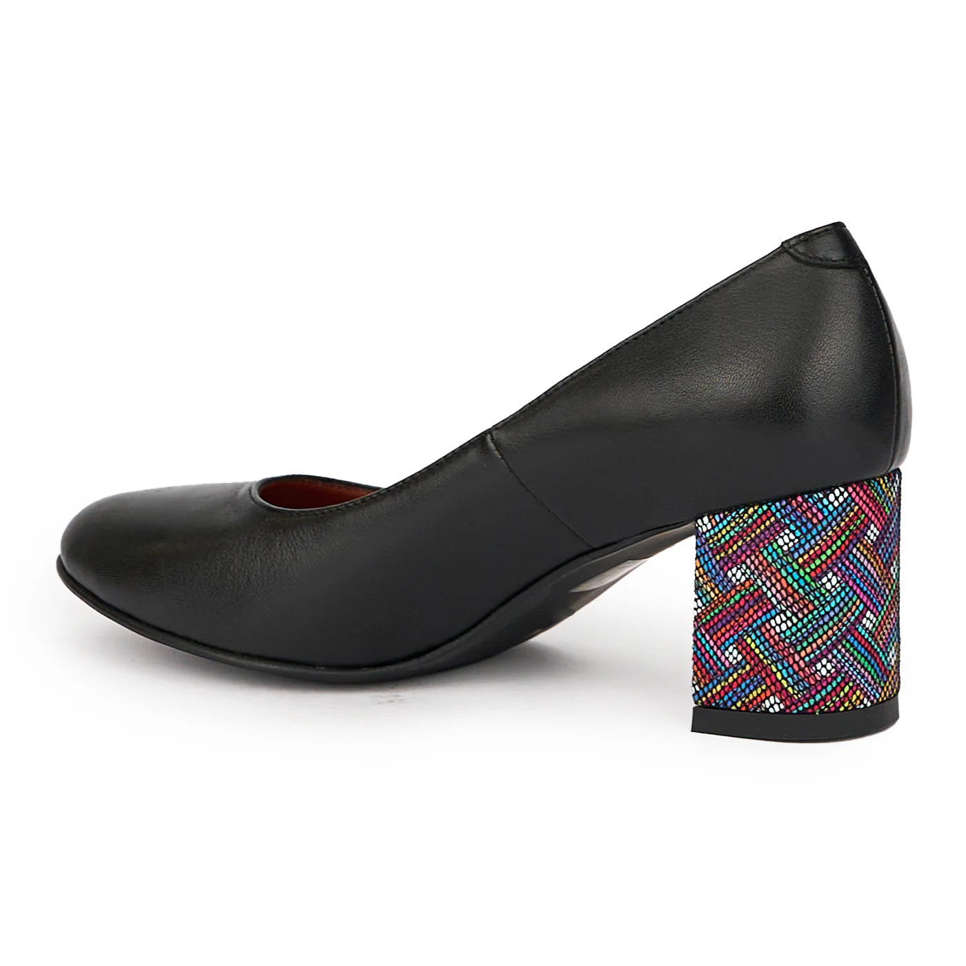 Pantofi dama din piele naturala neagra cu toc gros 6 cm 15354 - Image 2