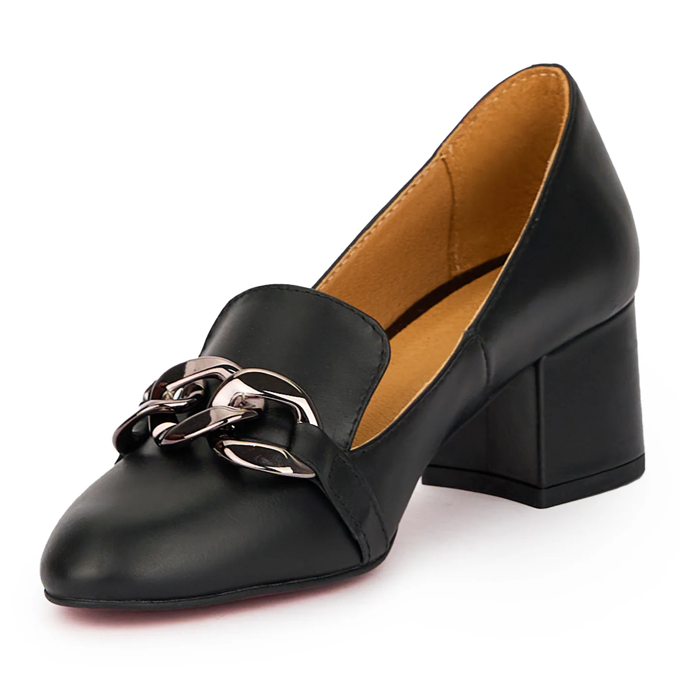 Pantofi dama din piele naturala neagra cu toc gros 6 cm 15438 - Image 3
