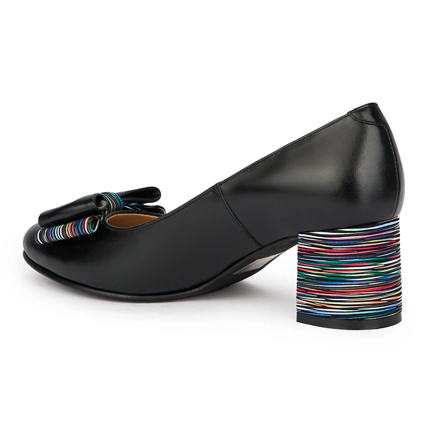 Pantofi dama din piele naturala neagra cu toc gros 6 cm 15502 - Image 2