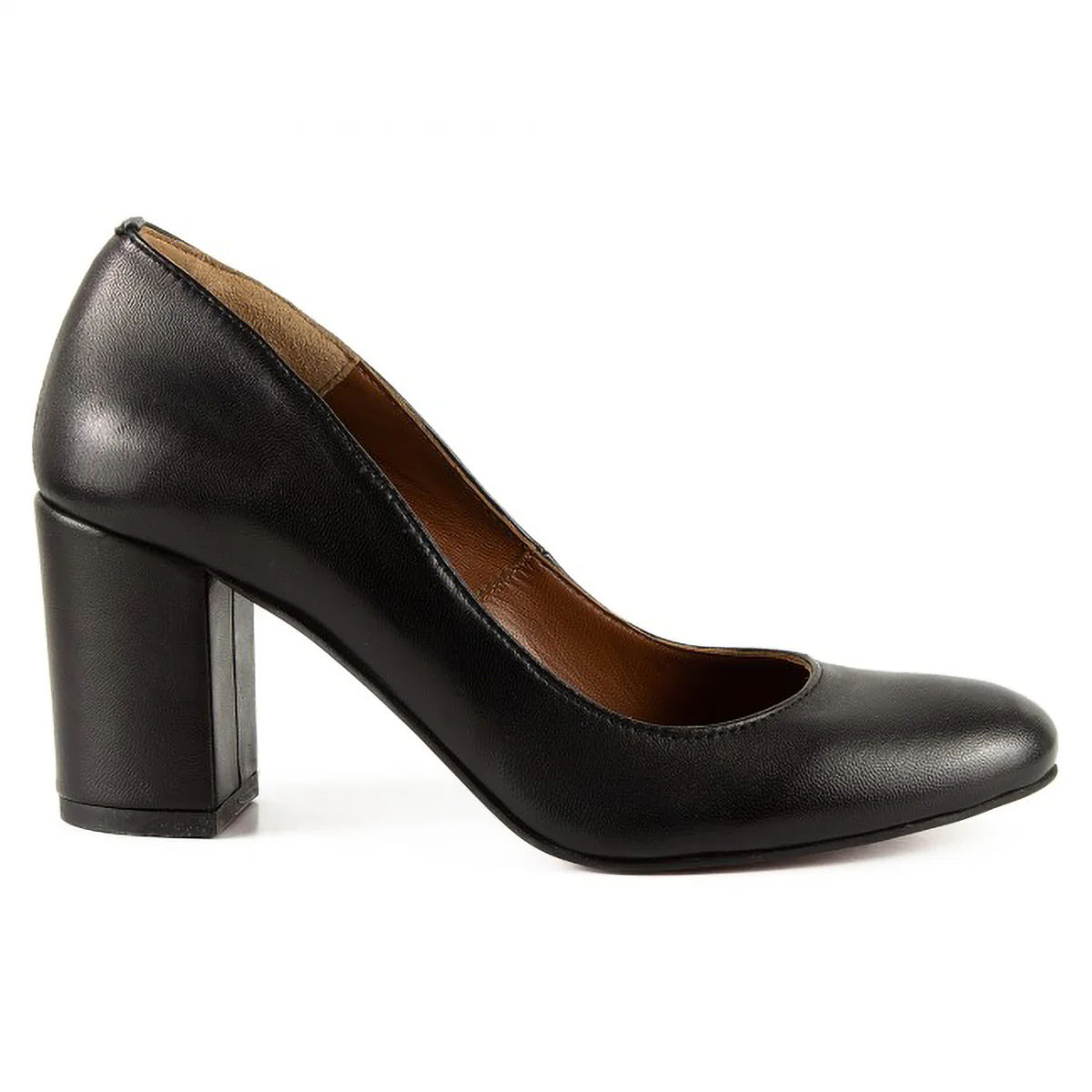 Pantofi dama din piele naturala neagra cu toc gros 6 cm 15732