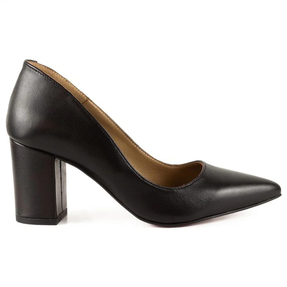 Pantofi dama din piele naturala neagra cu toc gros 6 cm 15742