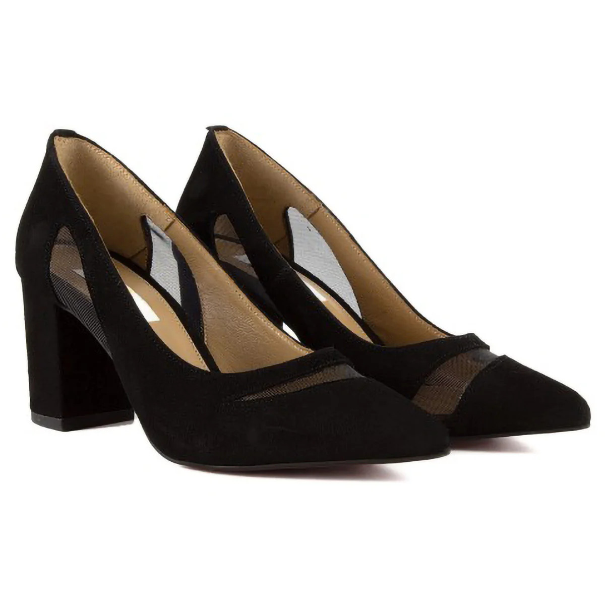 Pantofi dama din piele naturala neagra cu toc gros 6 cm 15760 - Image 2