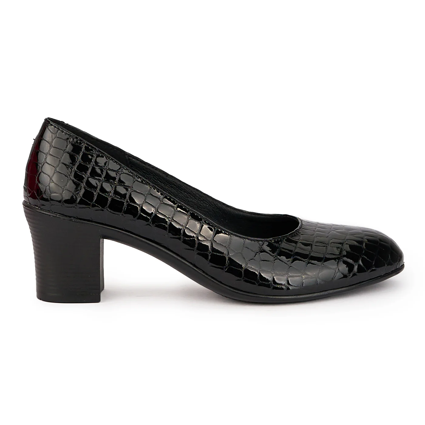 Pantofi dama din piele naturala neagra cu toc gros 6 cm 15960