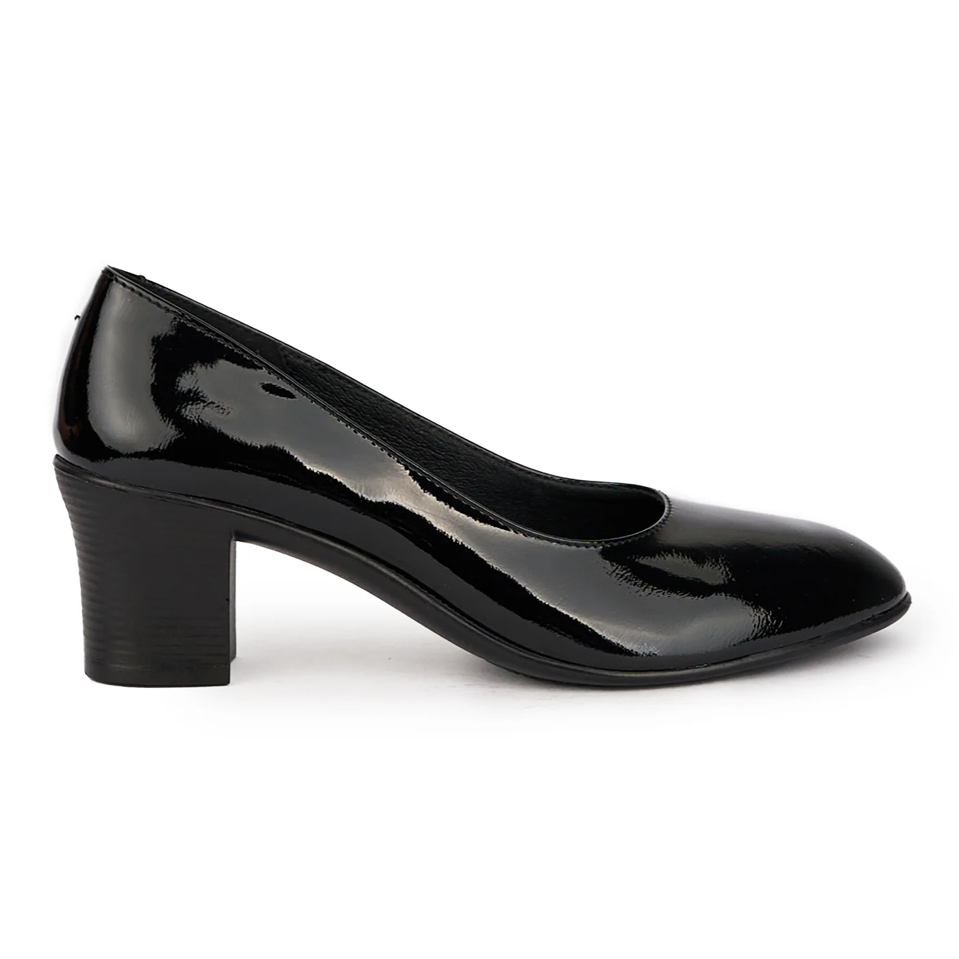 Pantofi dama din piele naturala neagra cu toc gros 6 cm 15994