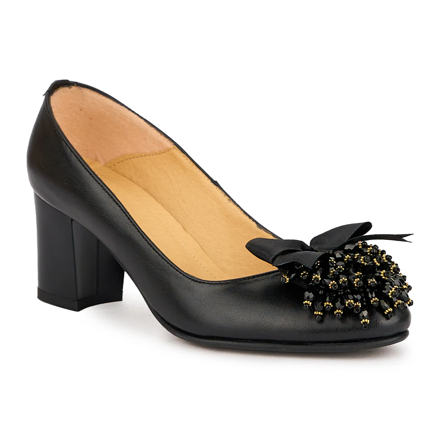 Pantofi dama din piele naturala neagra cu toc gros 6 cm 16362 - Image 3