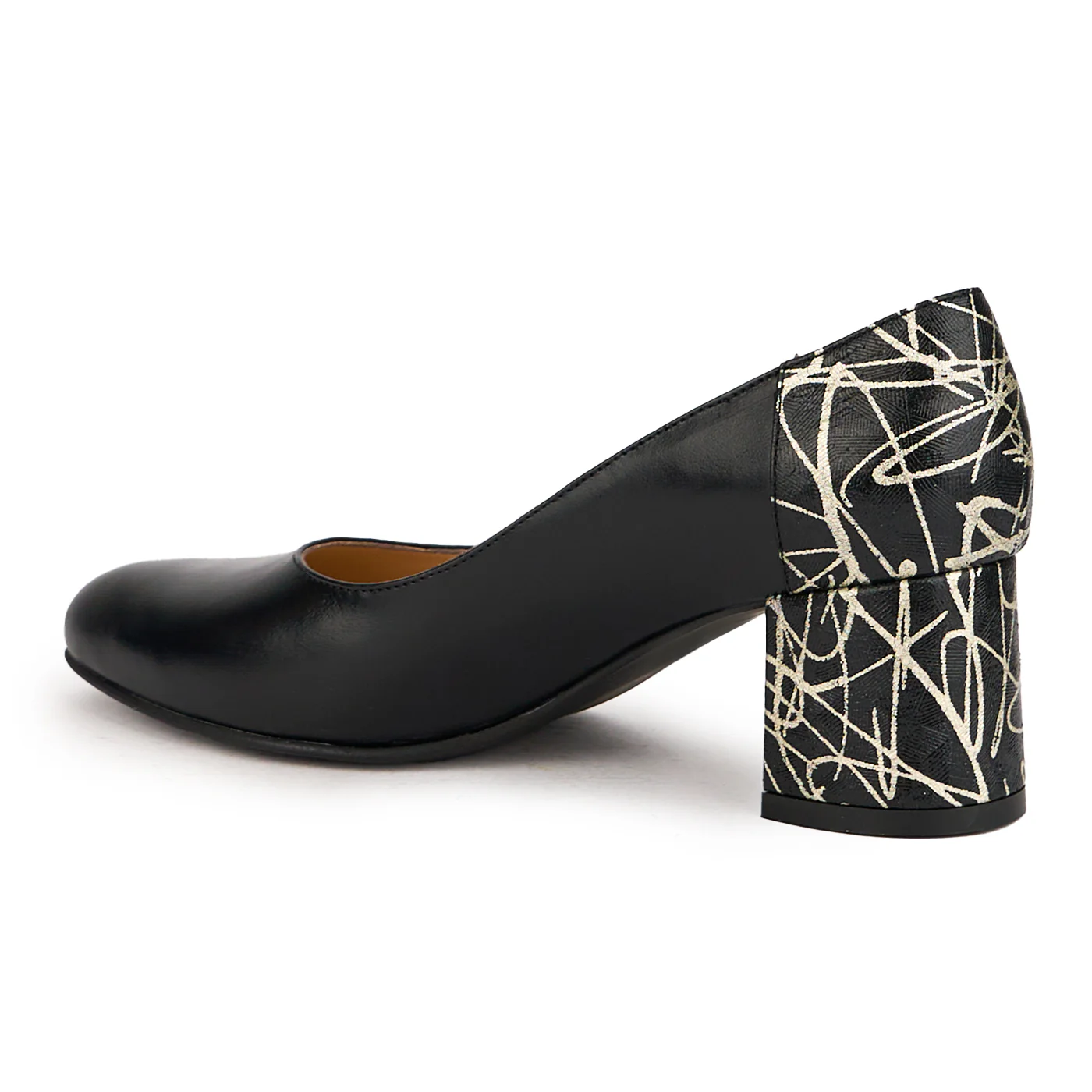 Pantofi dama din piele naturala neagra cu toc gros 6 cm 16975 - Image 2