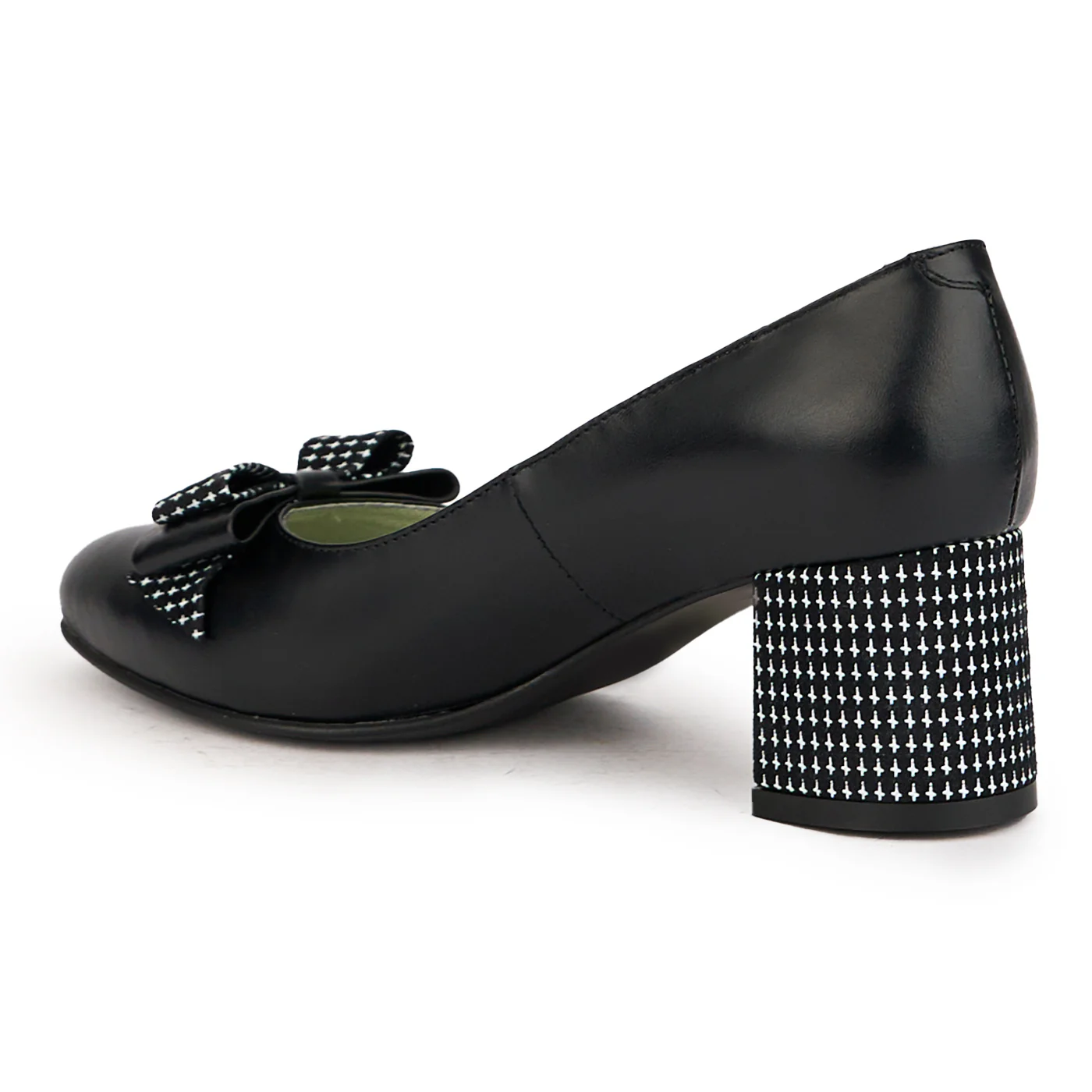 Pantofi dama din piele naturala neagra cu toc gros 6 cm 16977 - Image 2