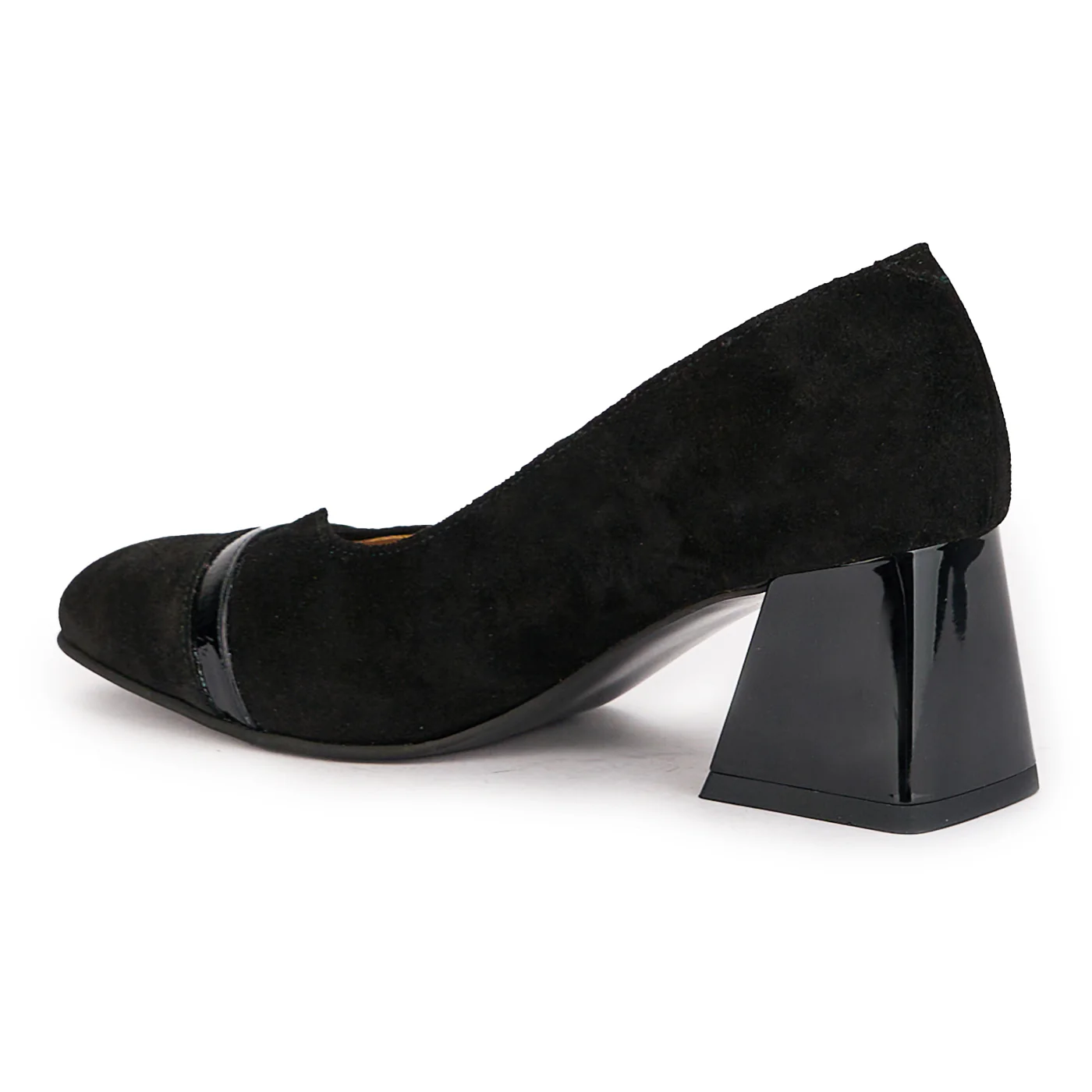 Pantofi dama din piele naturala neagra cu toc gros 6 cm 17048 - Image 2
