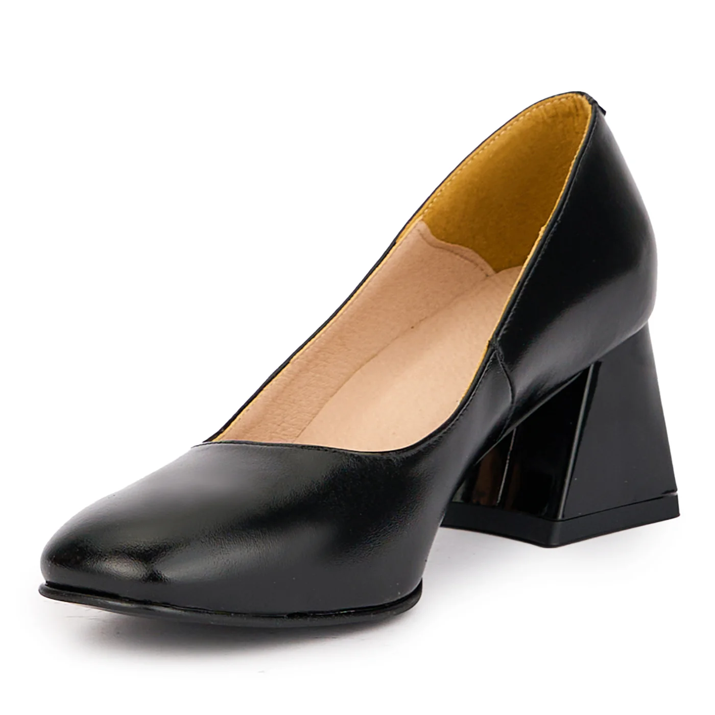 Pantofi dama din piele naturala neagra cu toc gros 6 cm 17114 - Image 3