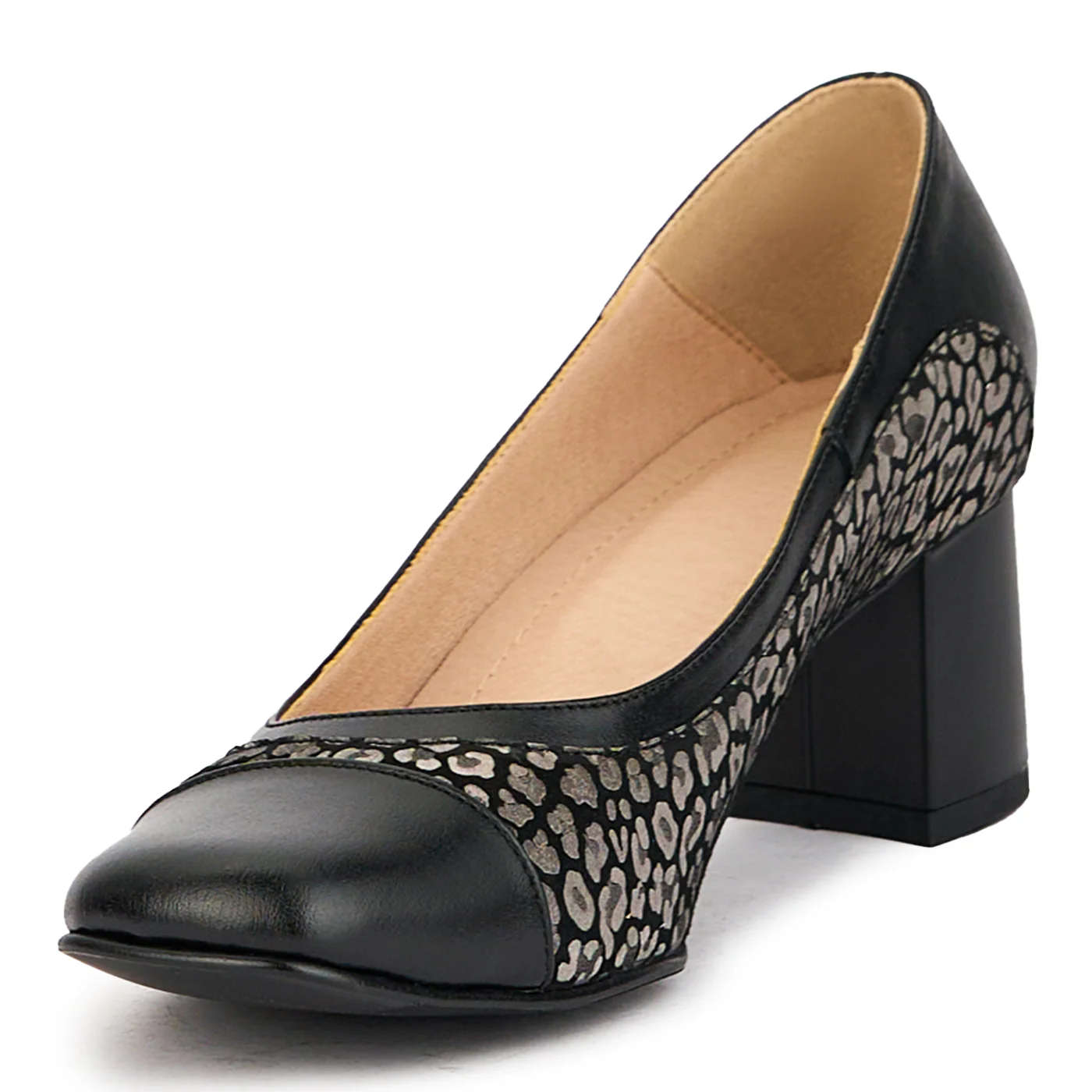 Pantofi dama din piele naturala neagra cu toc gros 6 cm 17275 - Image 3