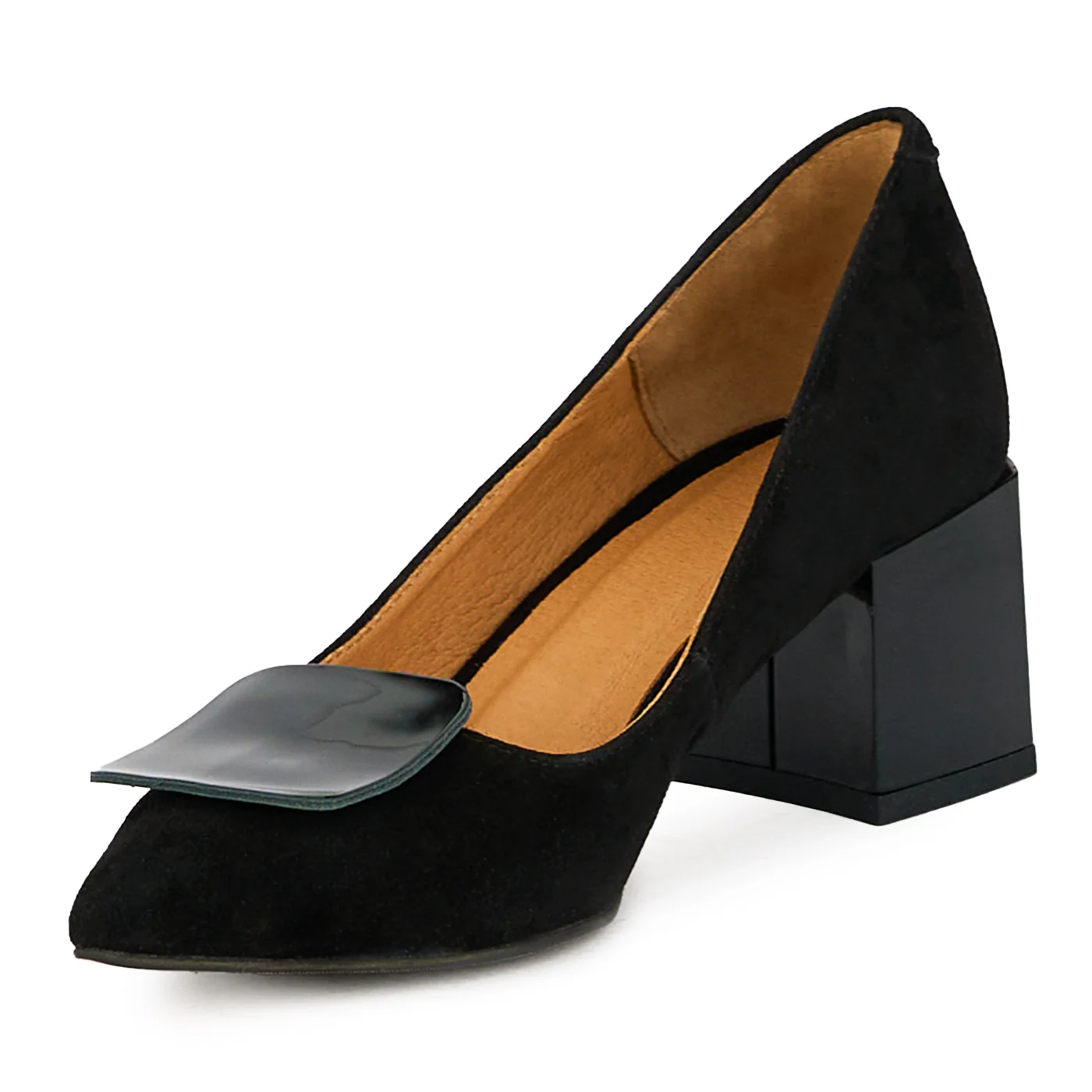 Pantofi dama din piele naturala neagra cu toc gros 6 cm 17569 - Image 3