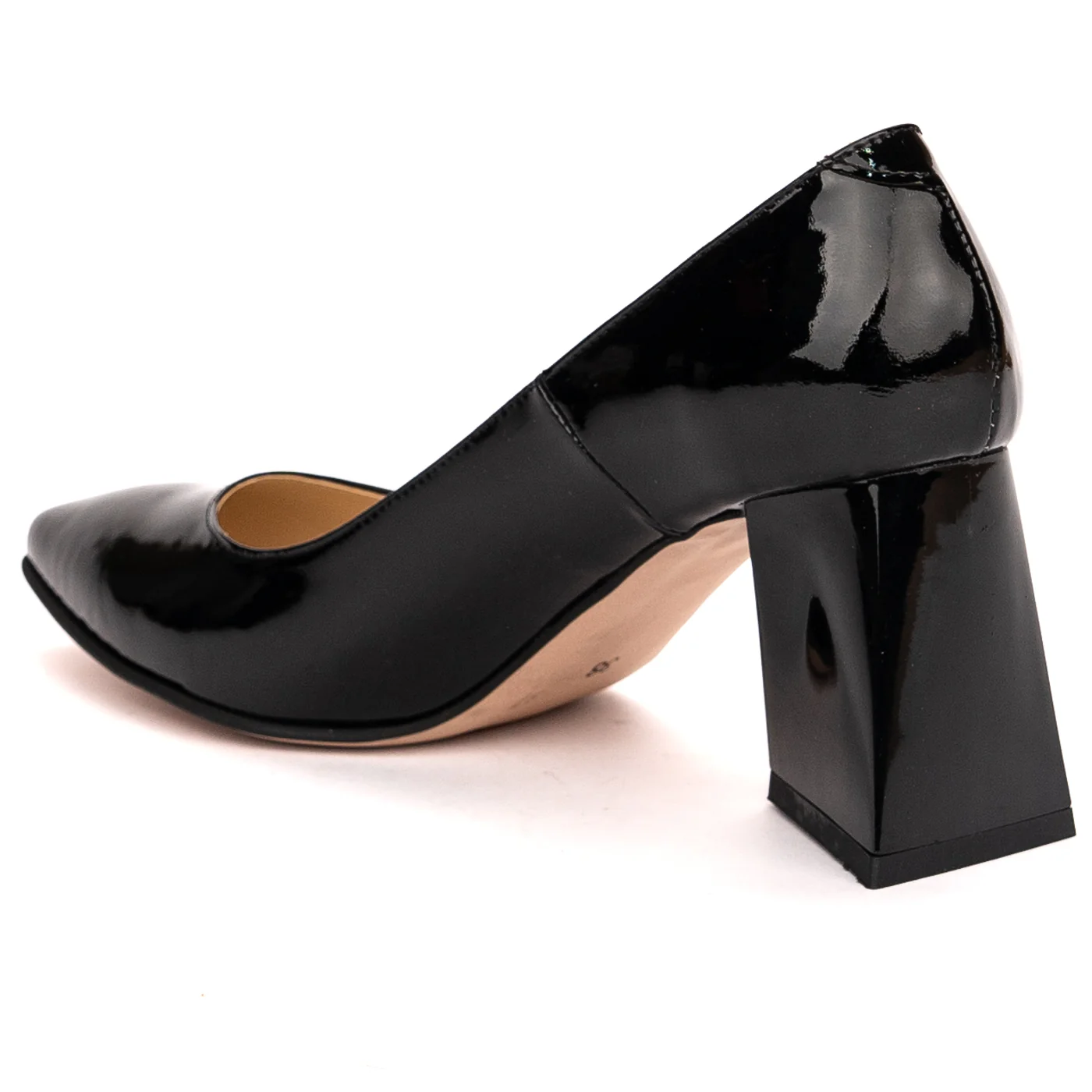 Pantofi dama din piele naturala neagra cu toc gros 7.5 cm 13530 - Image 2