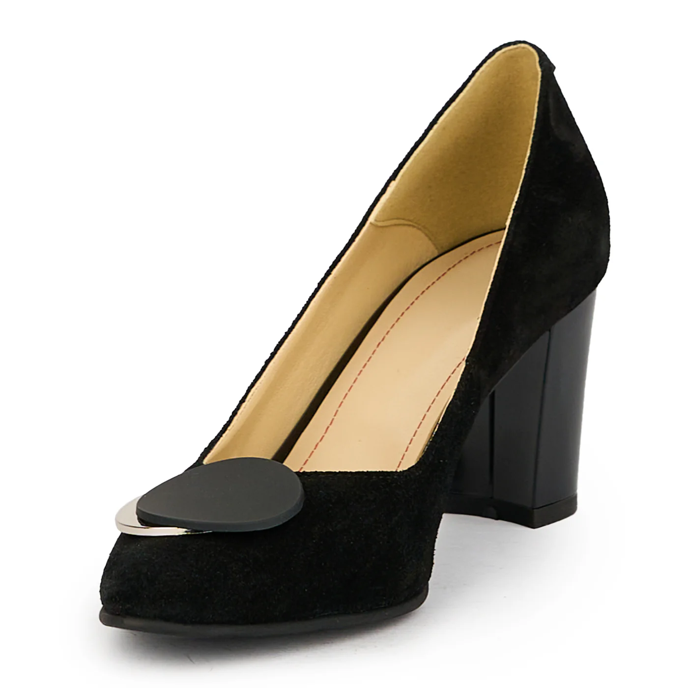 Pantofi dama din piele naturala neagra cu toc gros 7.5 cm 15108 - Image 3