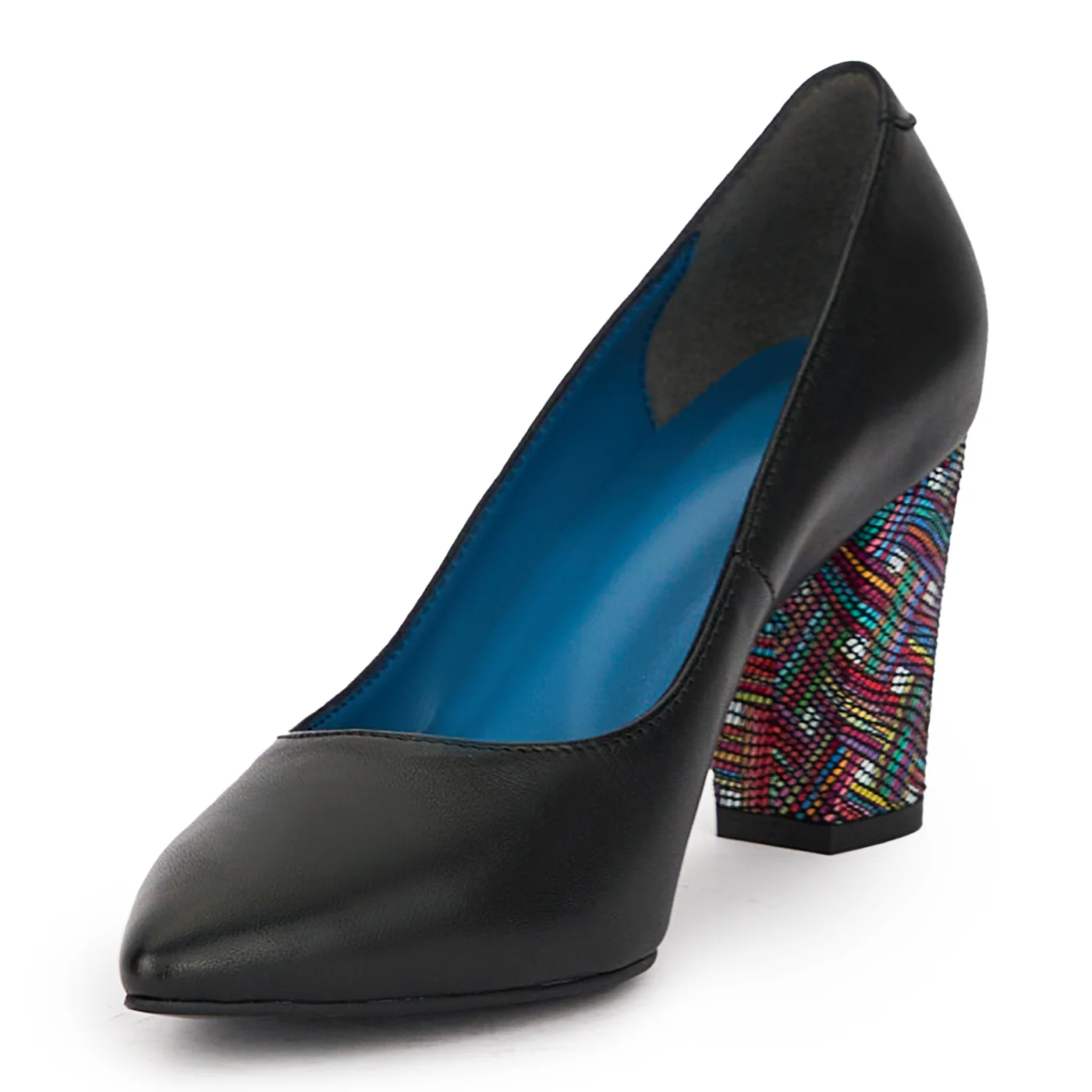 Pantofi dama din piele naturala neagra cu toc gros 7.5 cm 15355 - Image 3