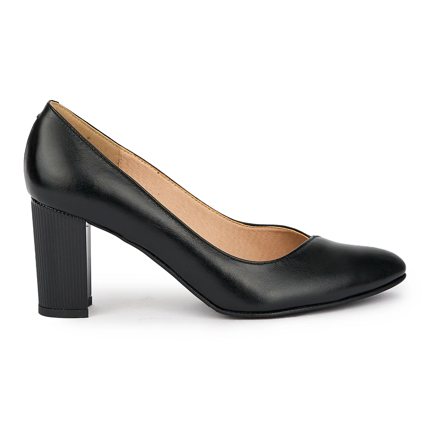 Pantofi dama din piele naturala neagra cu toc gros 7.5 cm 15516