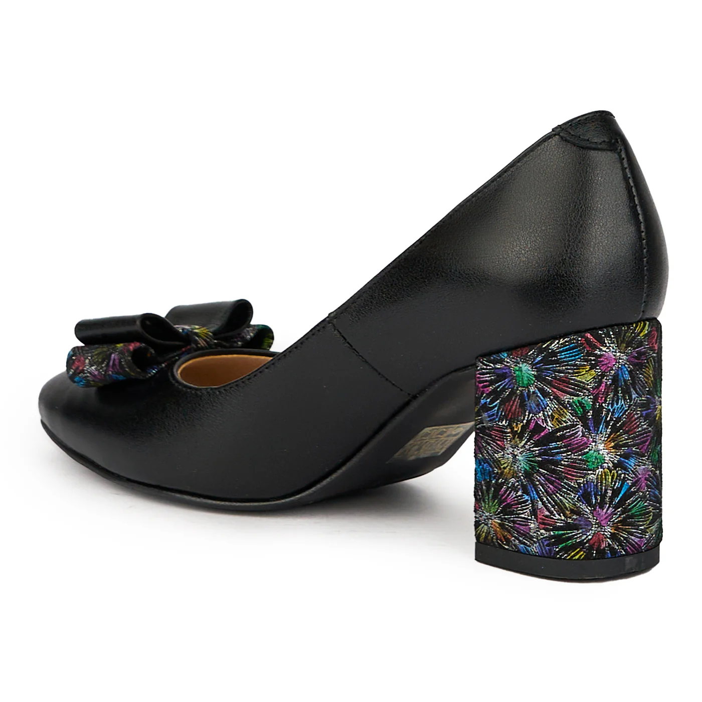 Pantofi dama din piele naturala neagra cu toc gros 7.5 cm 15711 - Image 2