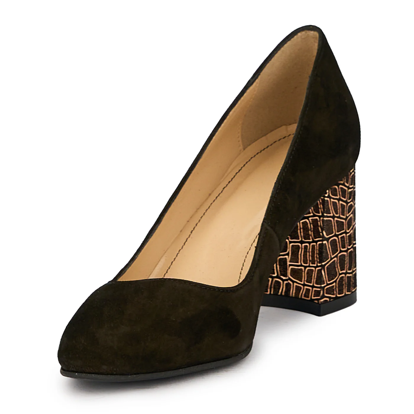 Pantofi dama din piele naturala neagra cu toc gros 7.5 cm 15865 - Image 3