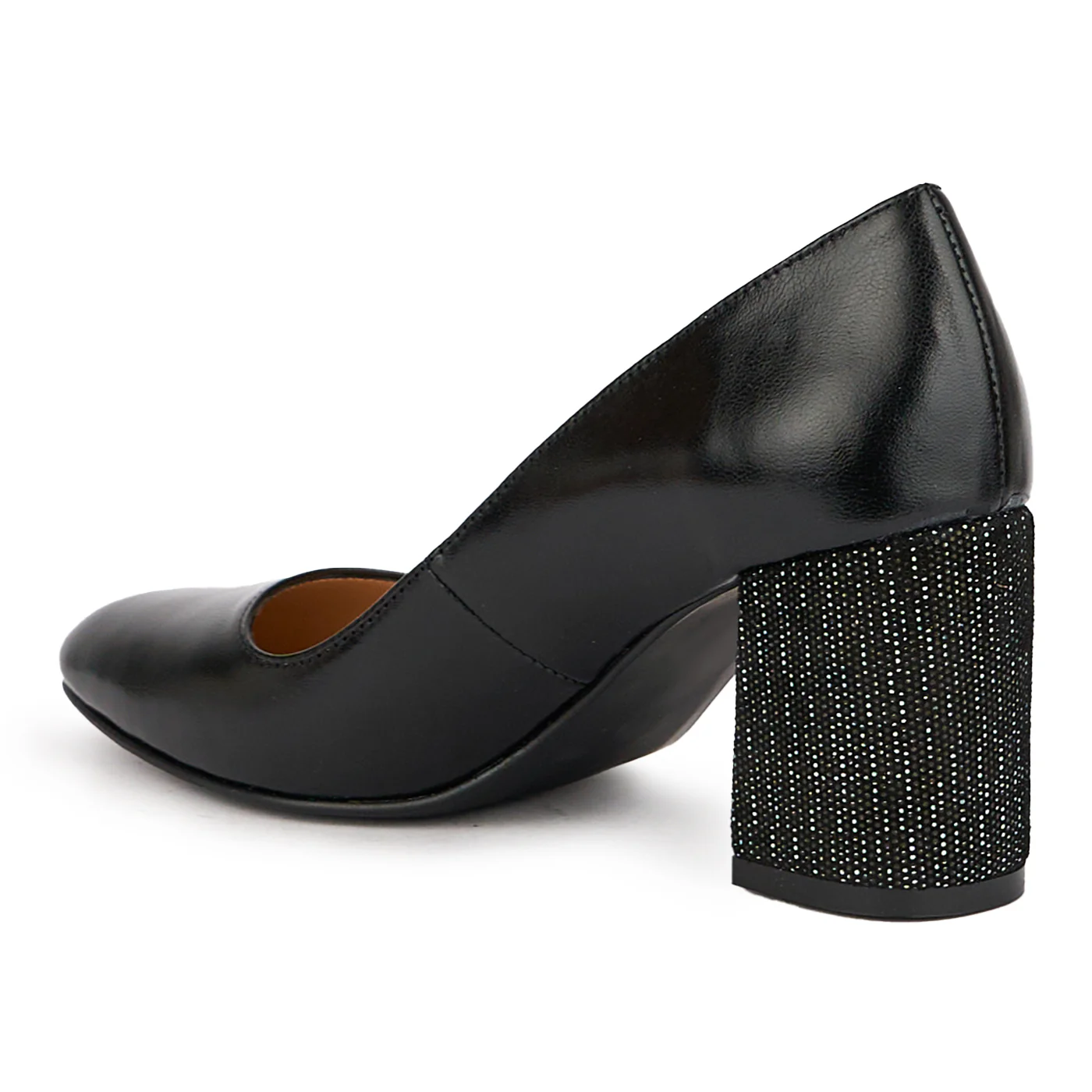 Pantofi dama din piele naturala neagra cu toc gros 7.5 cm 16289 - Image 2