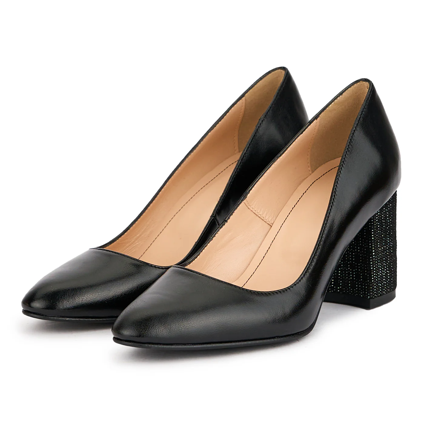 Pantofi dama din piele naturala neagra cu toc gros 7.5 cm 16289 - Image 3