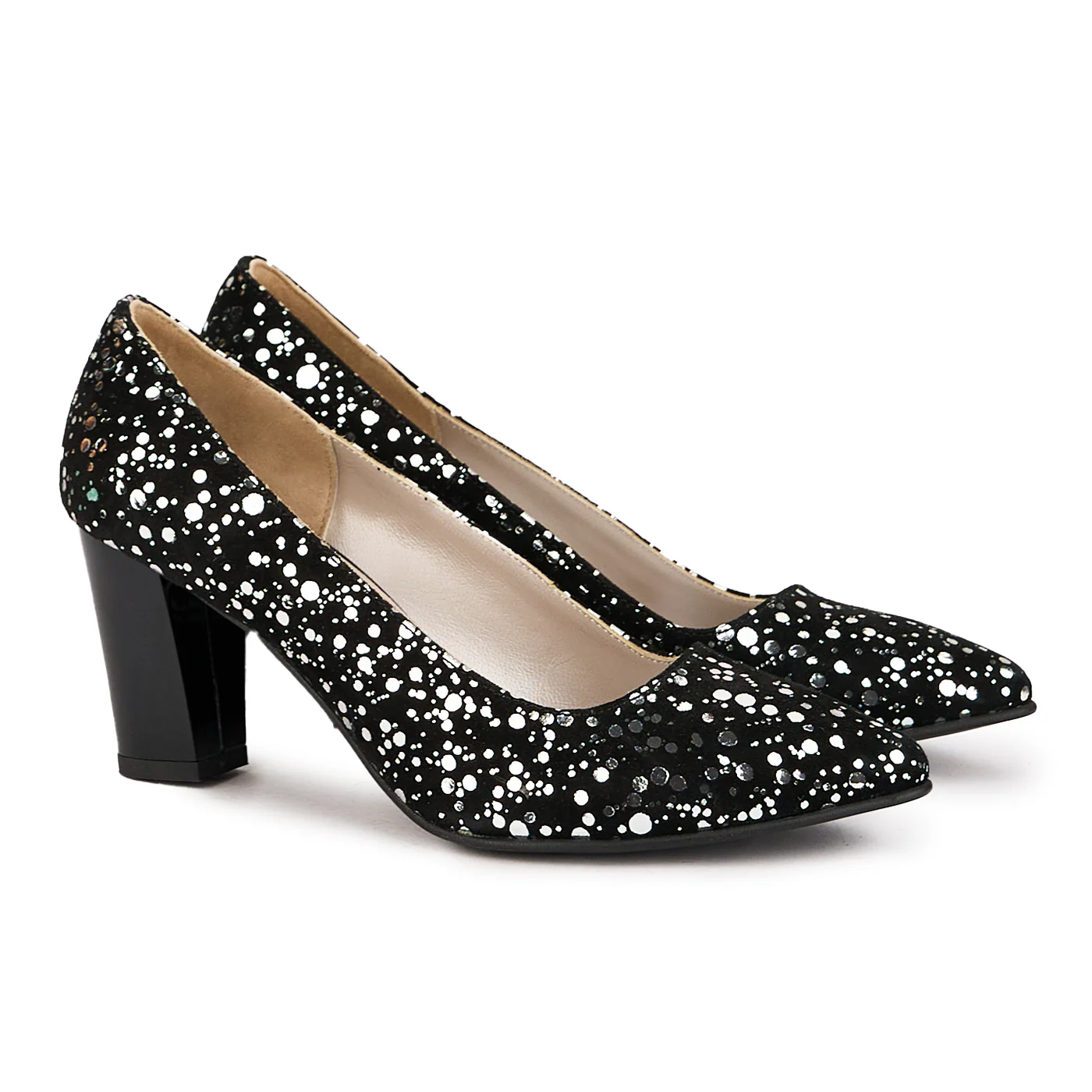 Pantofi dama din piele naturala neagra cu toc gros 7.5 cm 16745 - Image 4