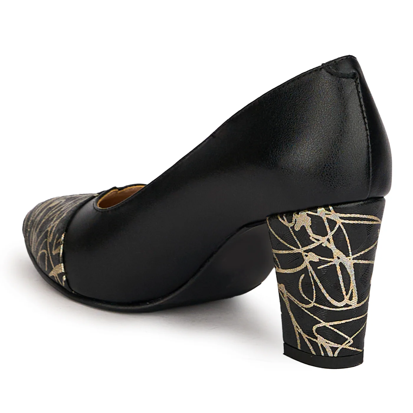 Pantofi dama din piele naturala neagra cu toc gros 7.5 cm 18769 - Image 2