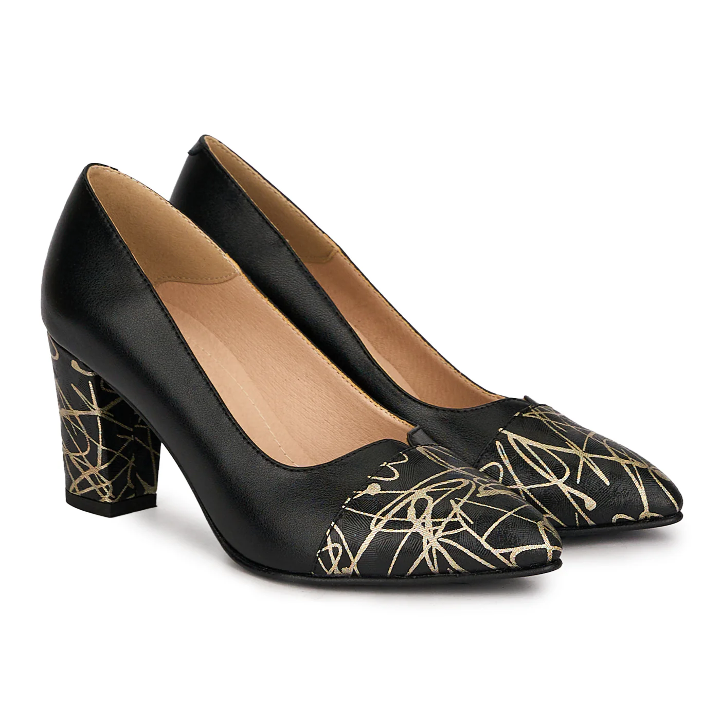 Pantofi dama din piele naturala neagra cu toc gros 7.5 cm 18769 - Image 4