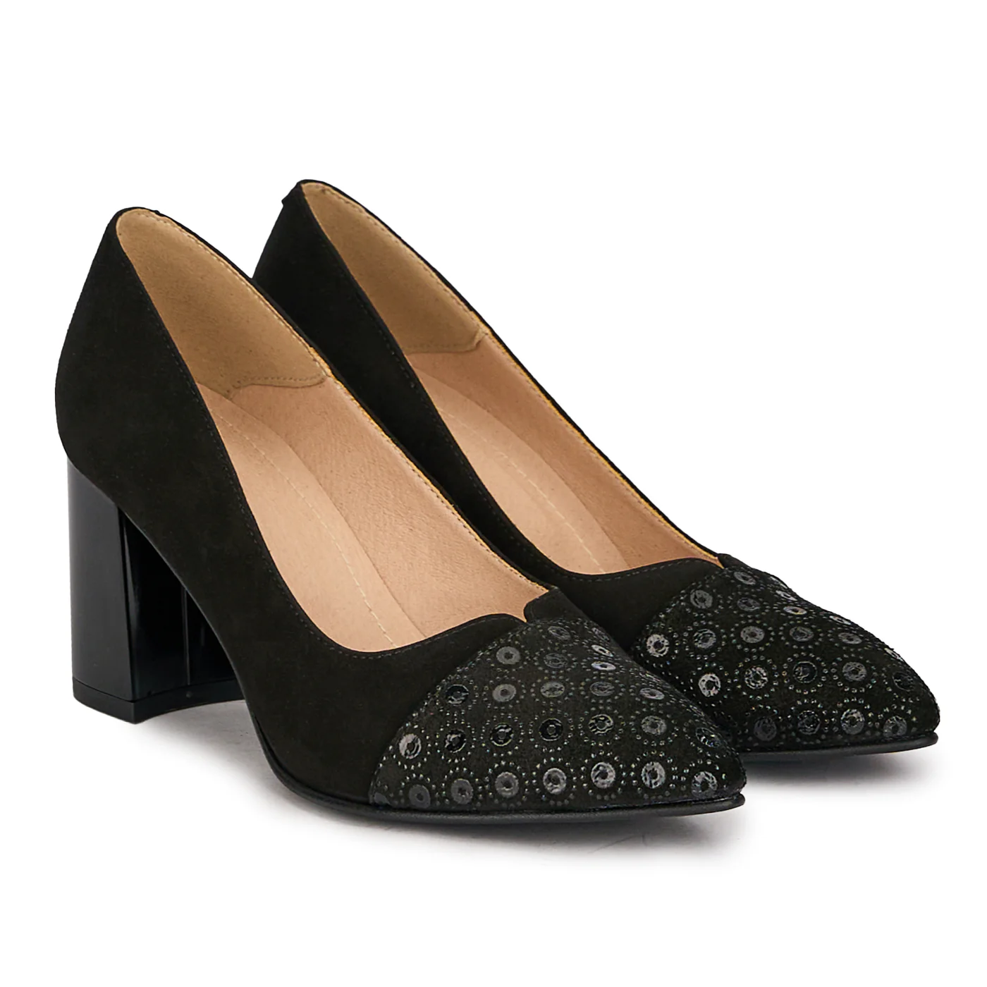 Pantofi dama din piele naturala neagra cu toc gros 7.5 cm 18770 - Image 4