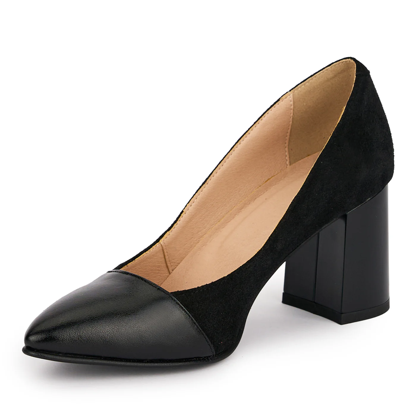 Pantofi dama din piele naturala neagra cu toc gros 7.5 cm 18839 - Image 3